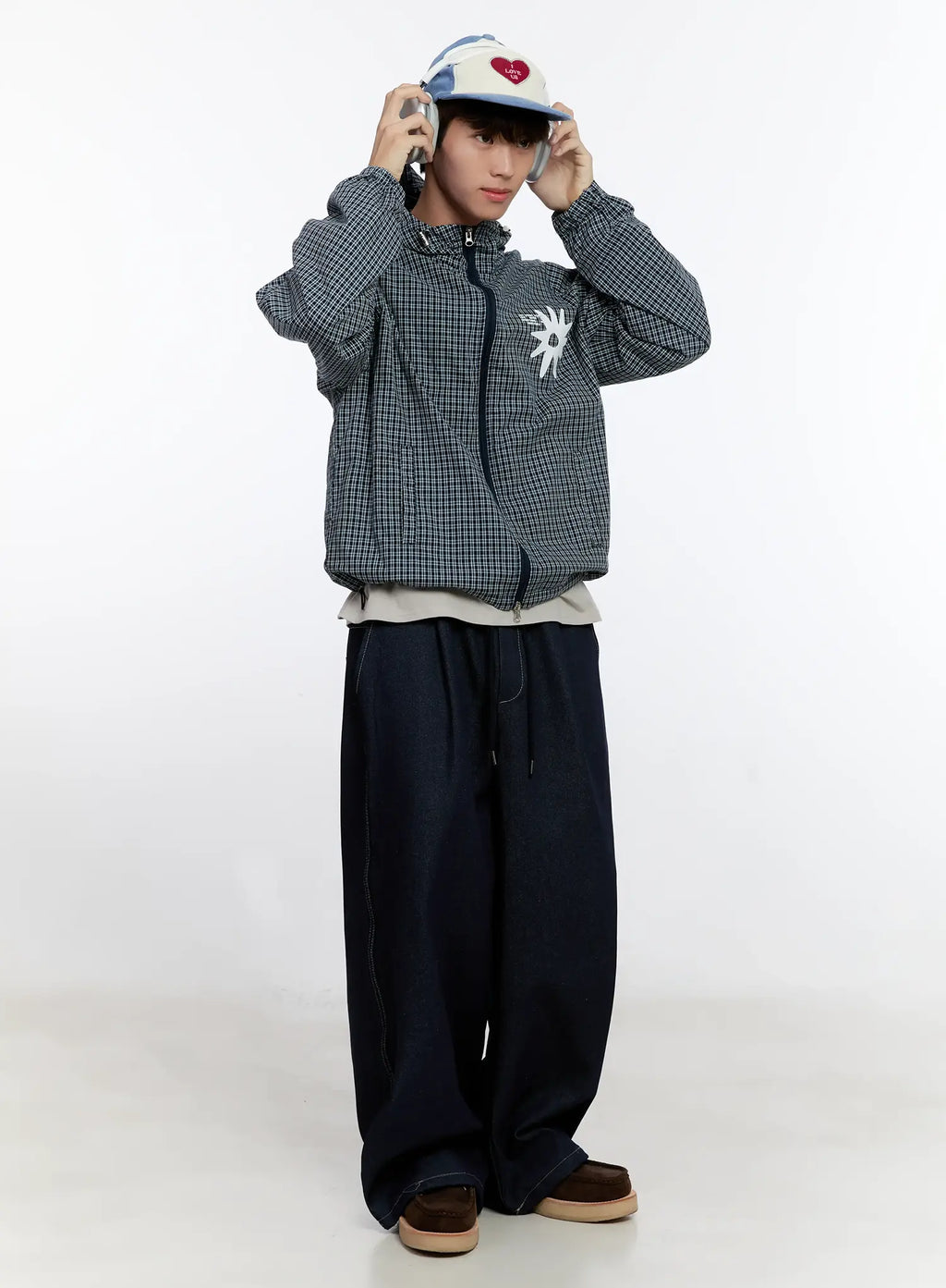 Men's Checkered Windbreaker Jacket IS529