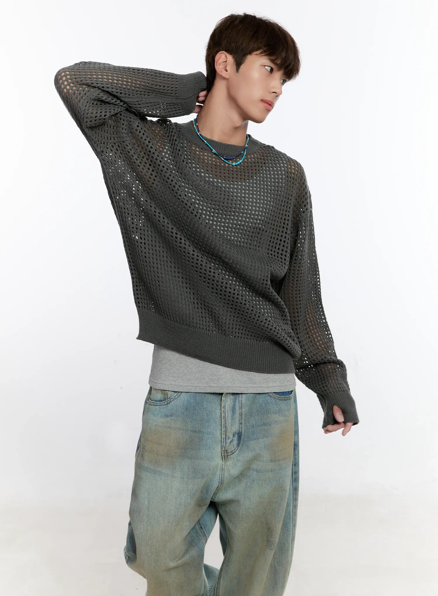Men's Mesh Knit Sweater IS529