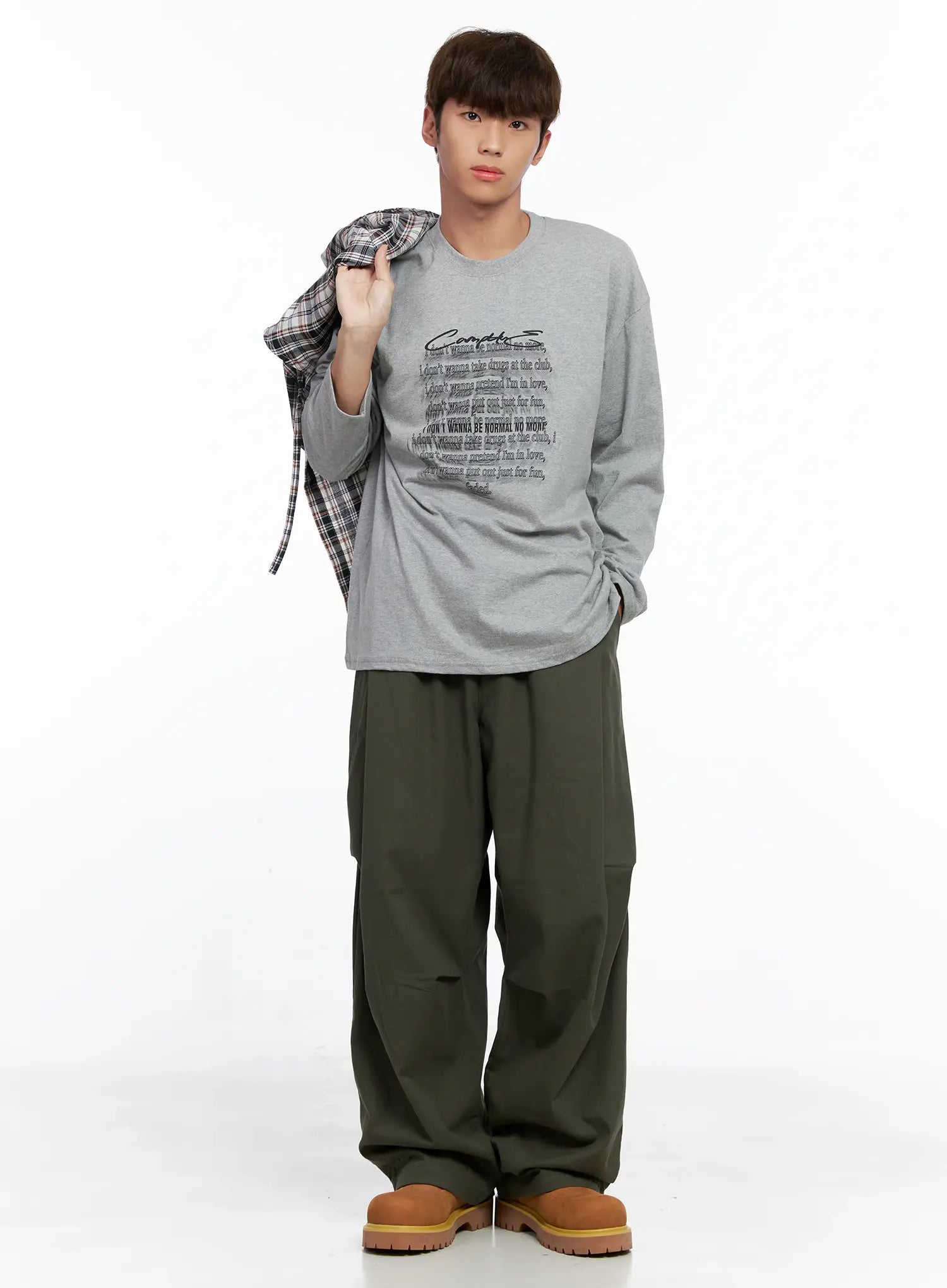 Men's Graphic Lettering Long Sleeve IO506