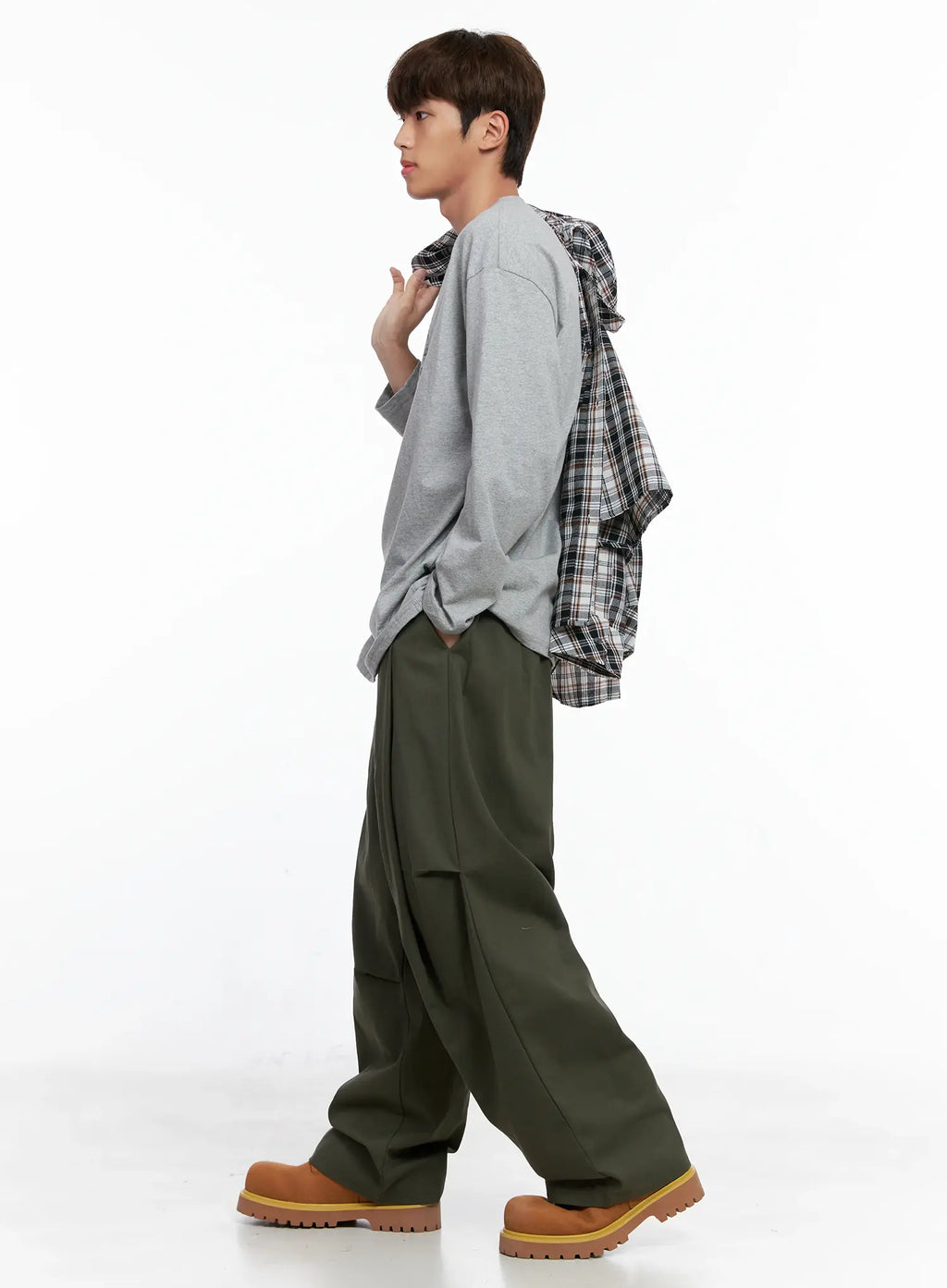 Men's Pintuck Wide-Leg Pants IO506
