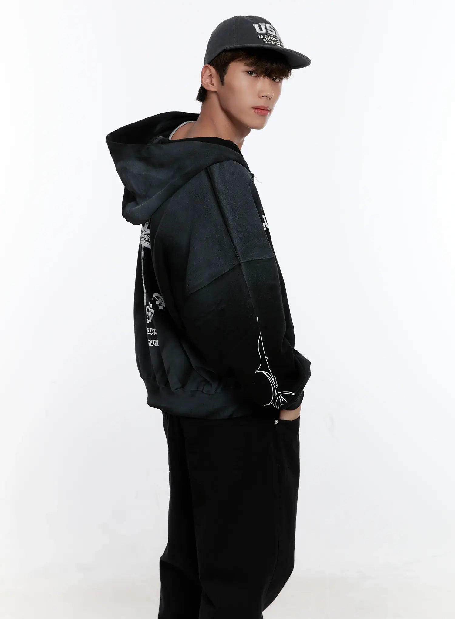 Men's Graphic Zip-Up Hoodie IS530