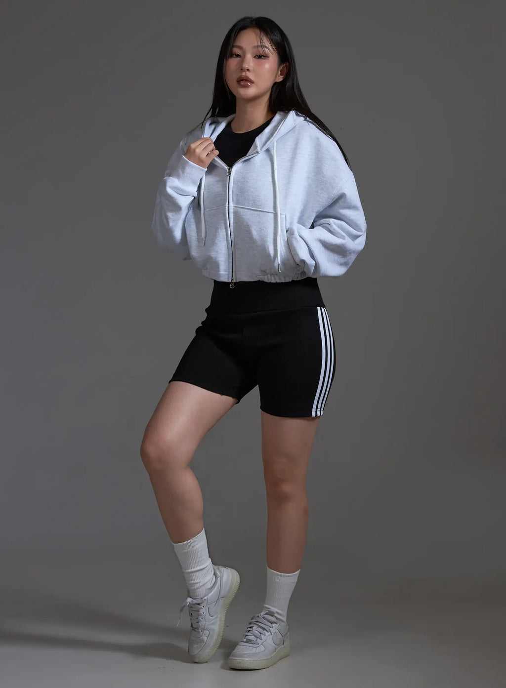 Cropped Zip-Up Hoodie IO517