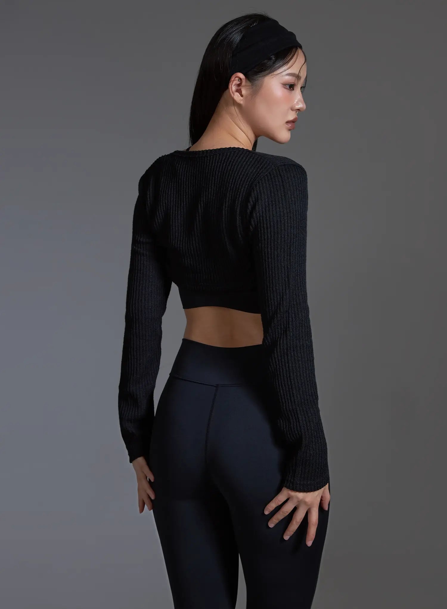 Ribbed Bolero Top (Black) IO517