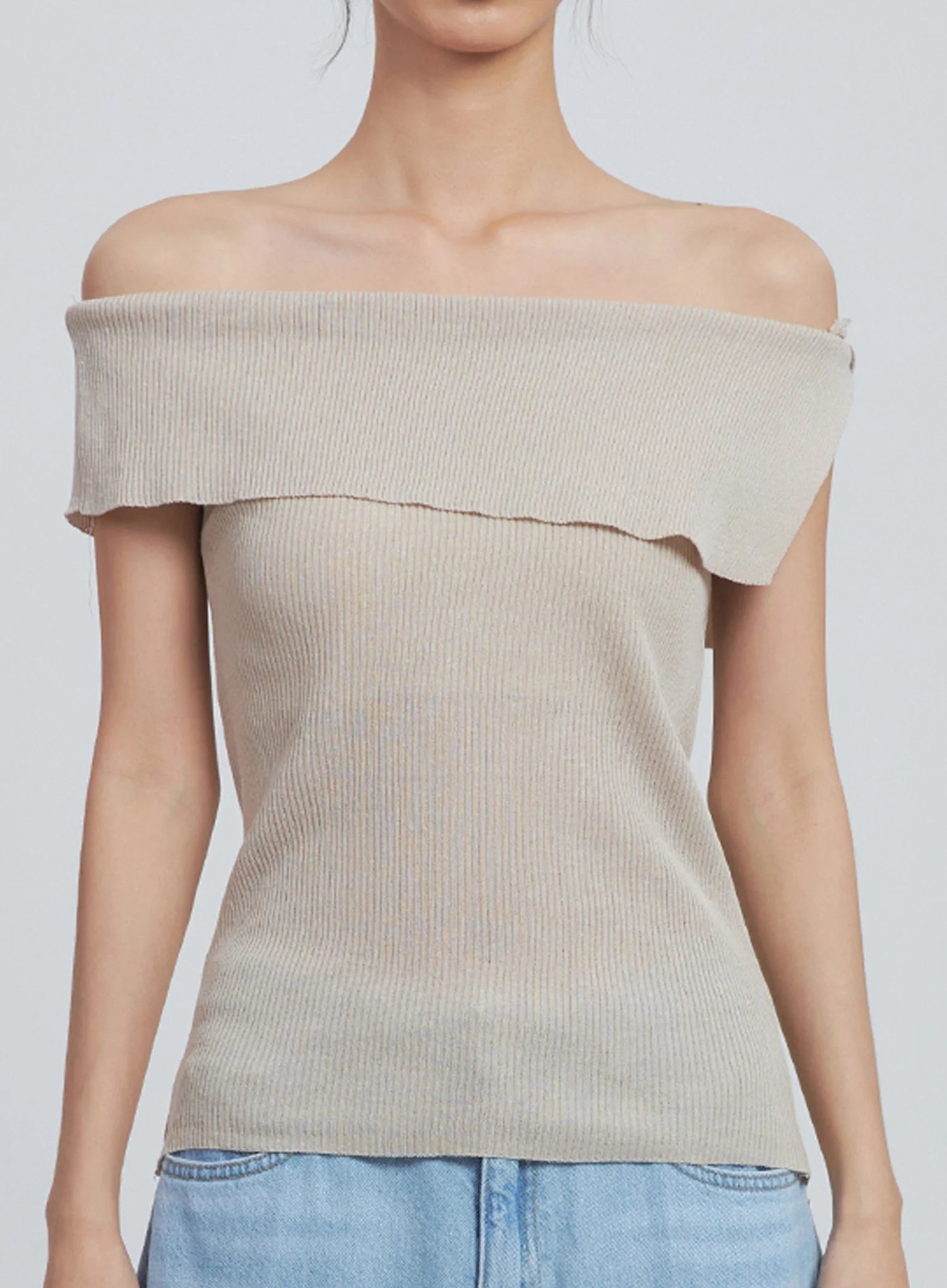 Off-Shoulder Linen Blouse IU512