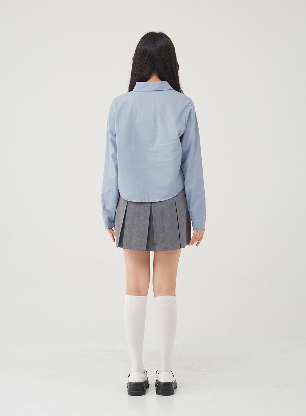 Basic Tone Down Color Crop Shirt BG23