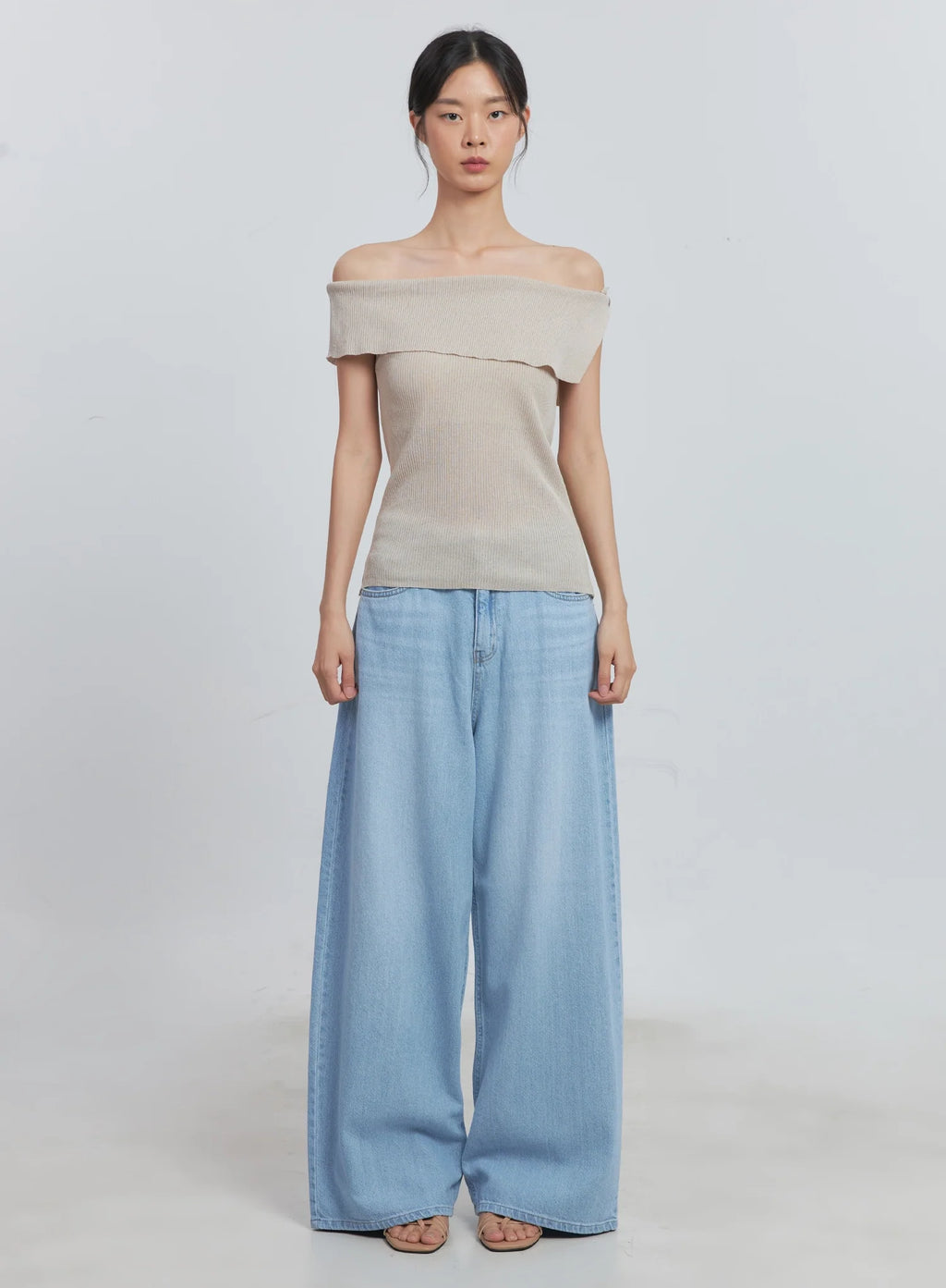 Off-Shoulder Linen Blouse IU512