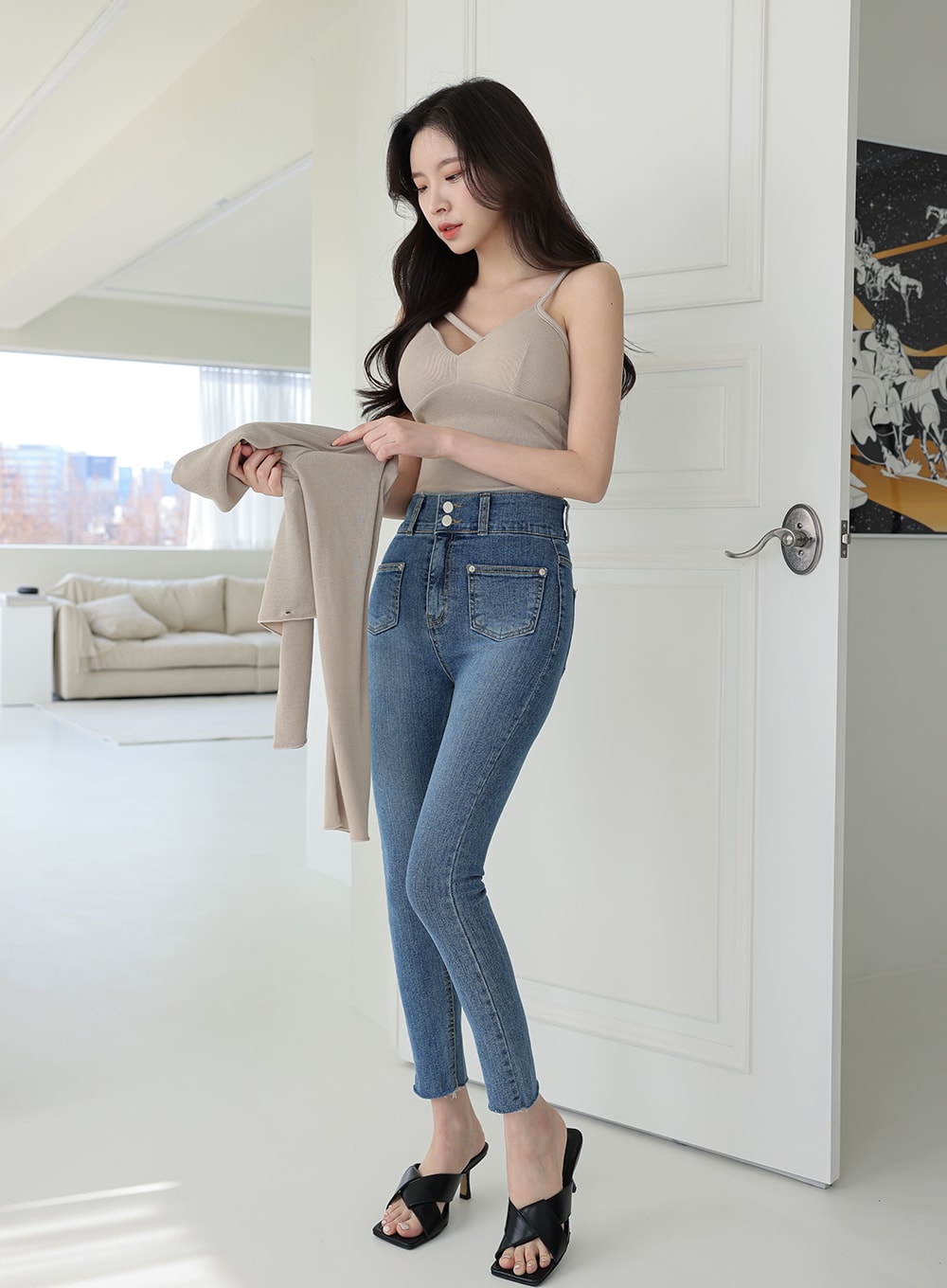 V-neck Button Down Cropped Cardigan IA11