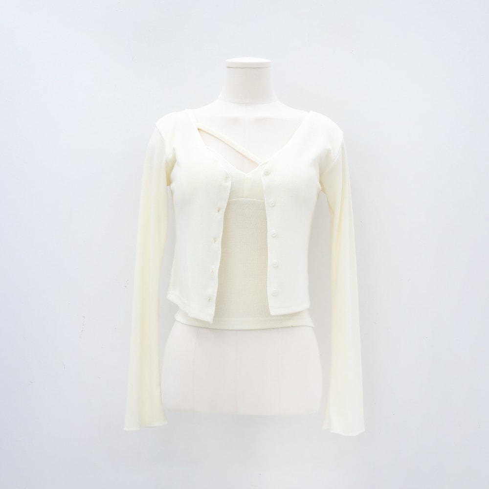 V-neck Button Down Cropped Cardigan IA11