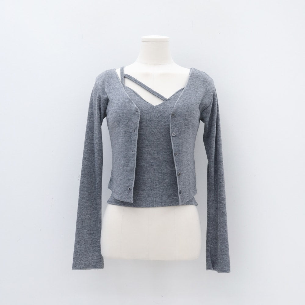 V-neck Button Down Cropped Cardigan IA11