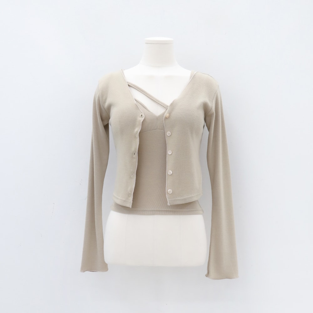 V-neck Button Down Cropped Cardigan IA11