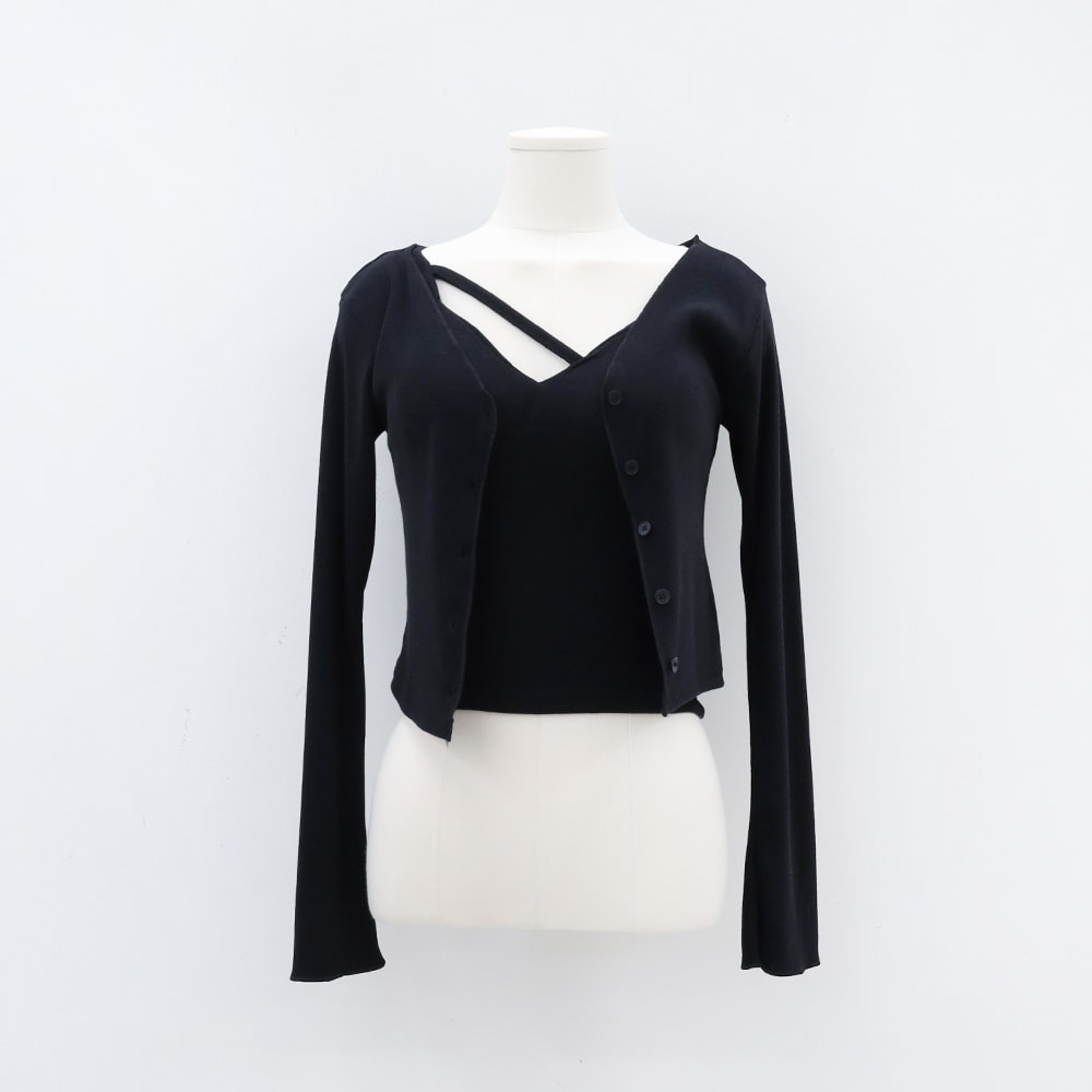 V-neck Button Down Cropped Cardigan IA11