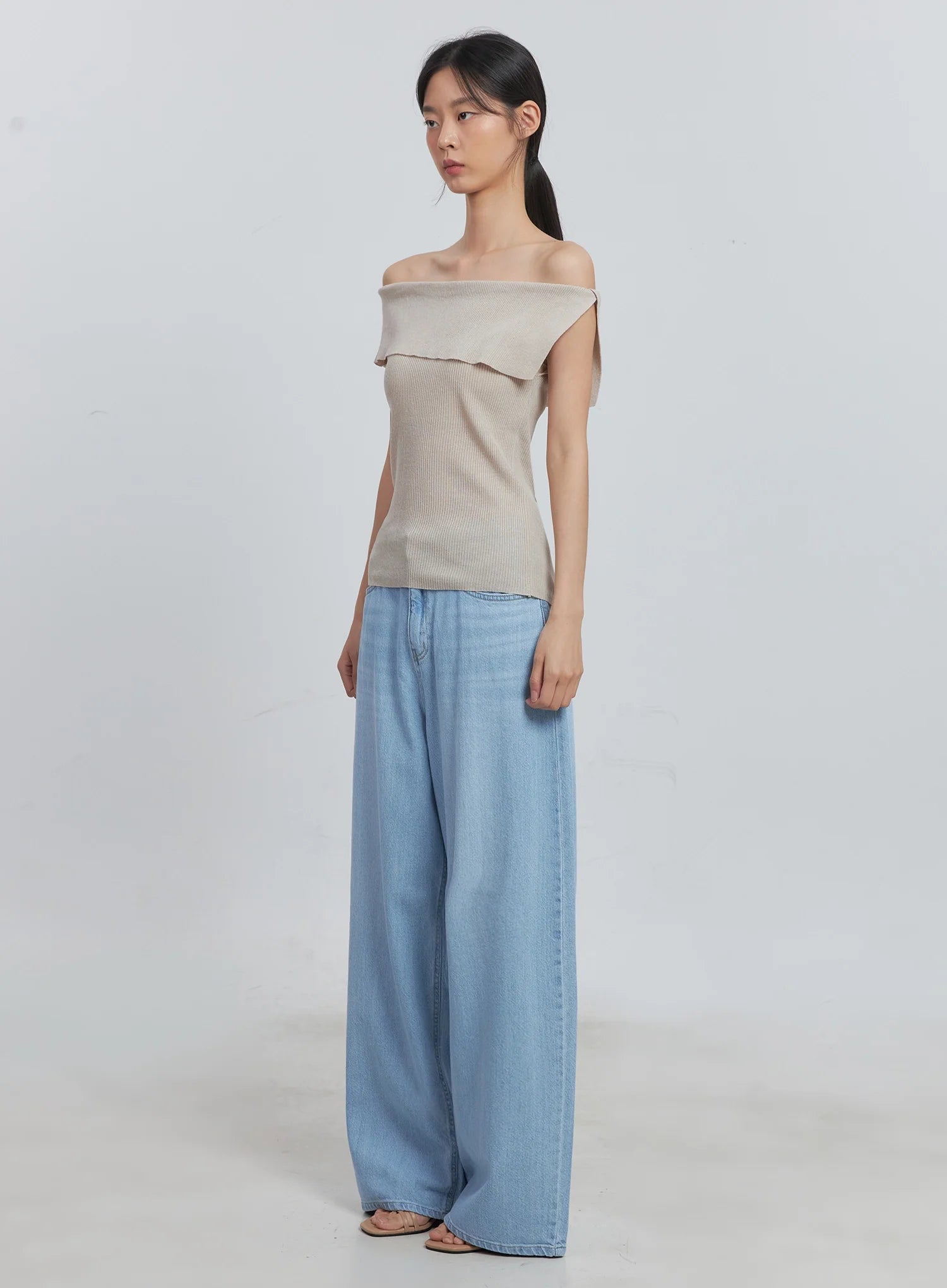 Off-Shoulder Linen Blouse IU512