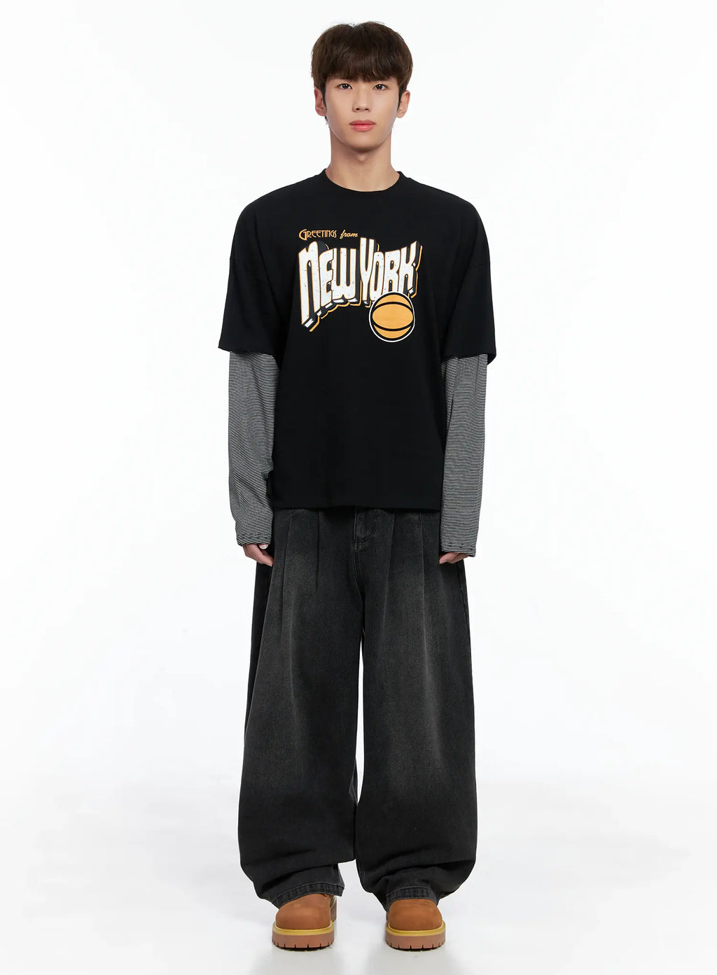 Men's New York Striped Layered Tee IO502