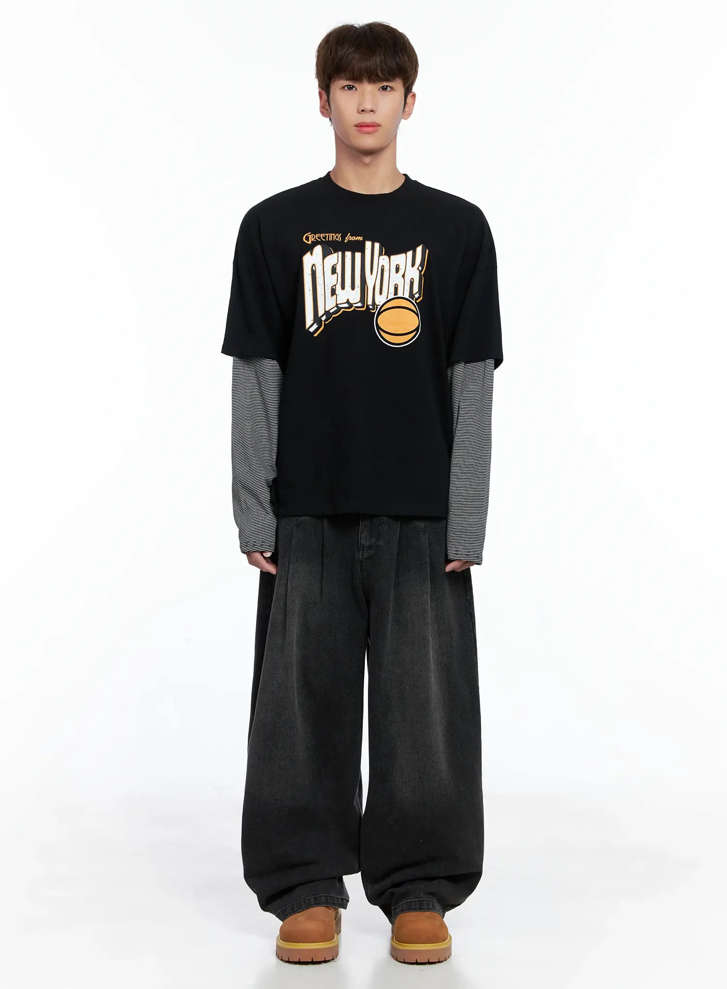 Men's New York Striped Layered Tee IO502