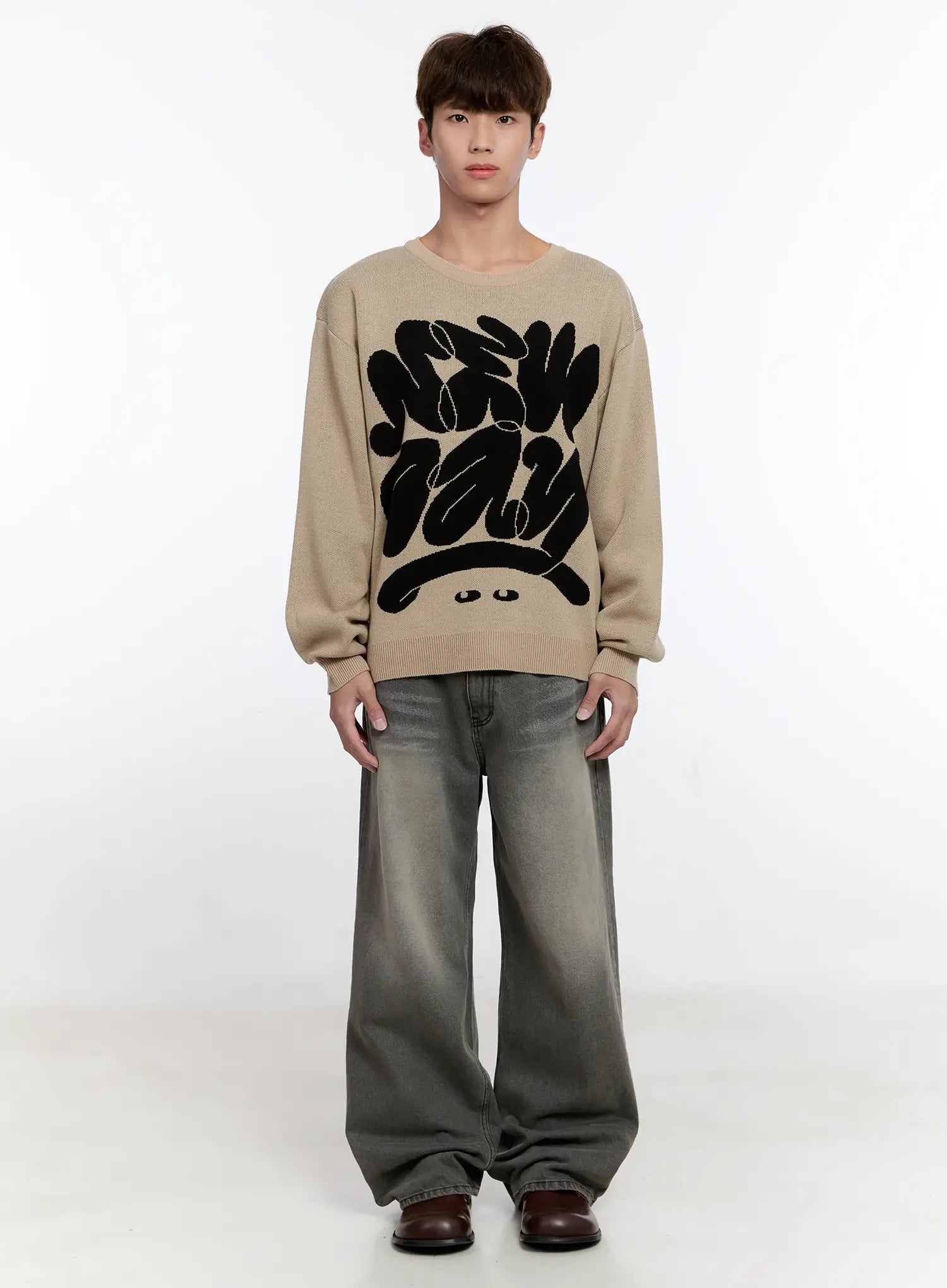 Men's Casual Knit Crewneck Sweater IS530