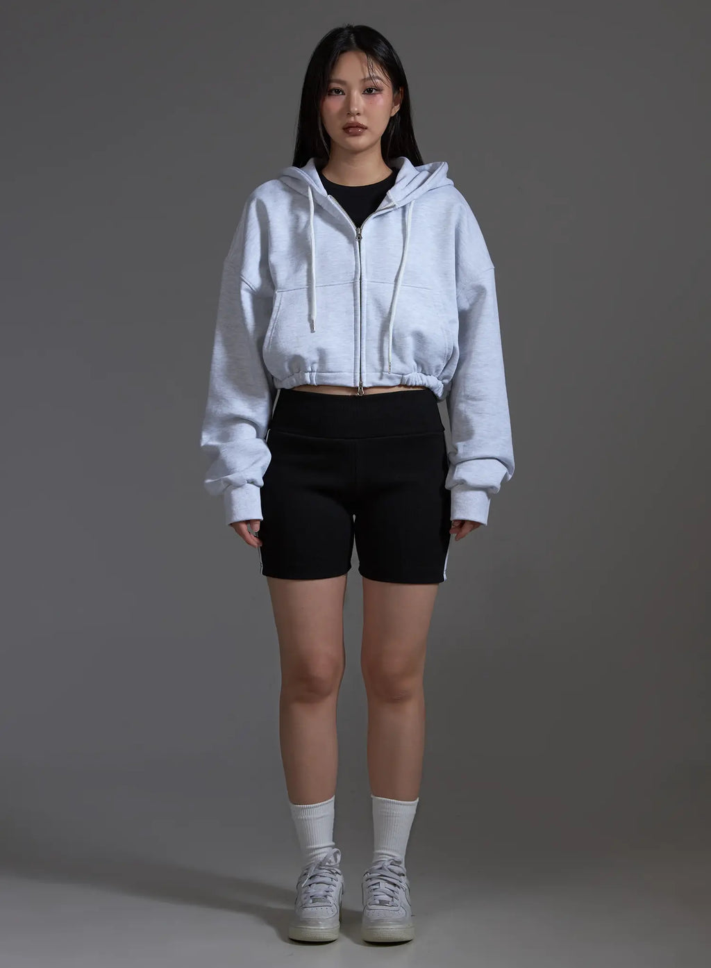 Cropped Zip-Up Hoodie IO517