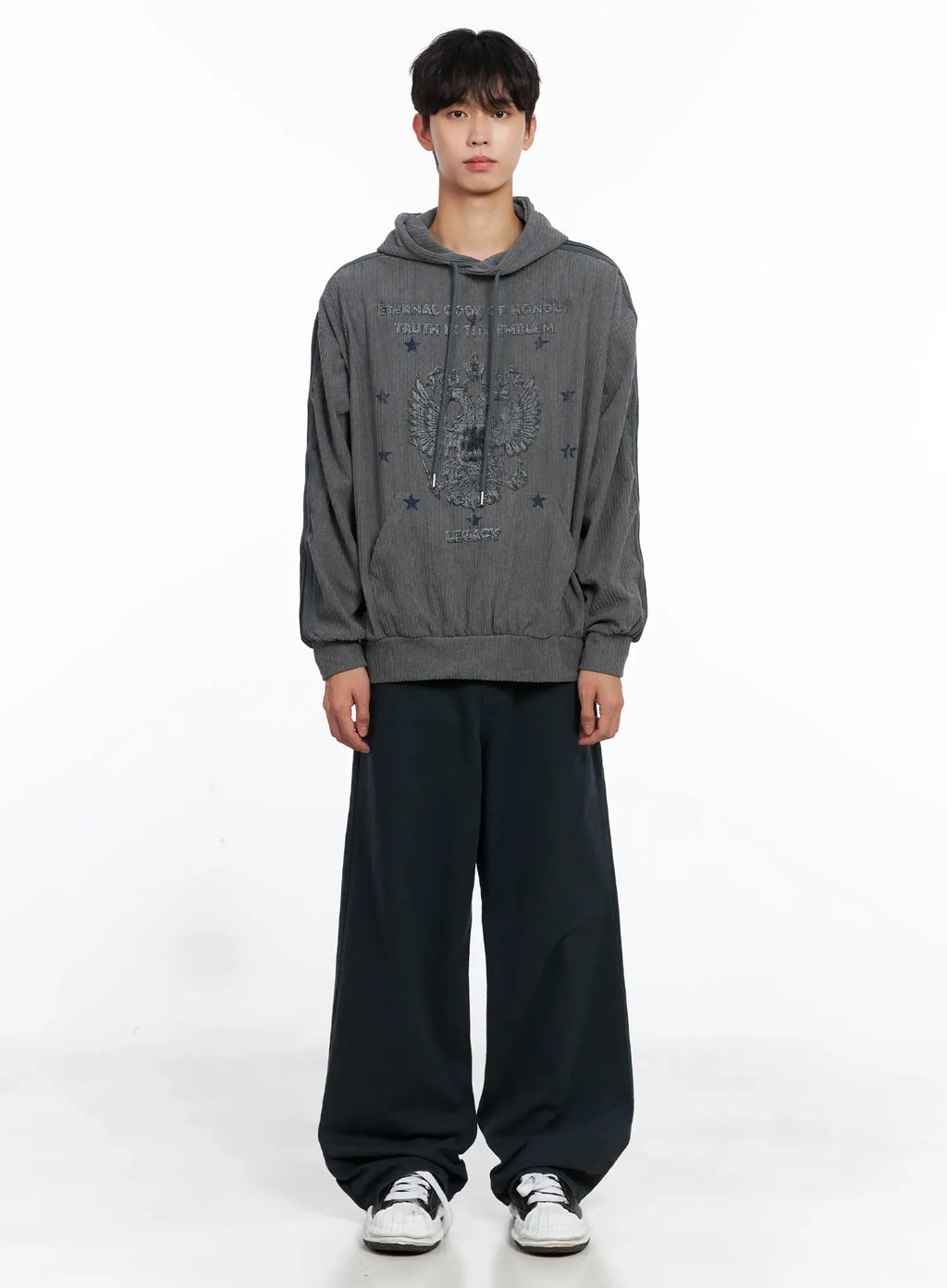 Men's Embroidered Corduroy Hoodie IS519