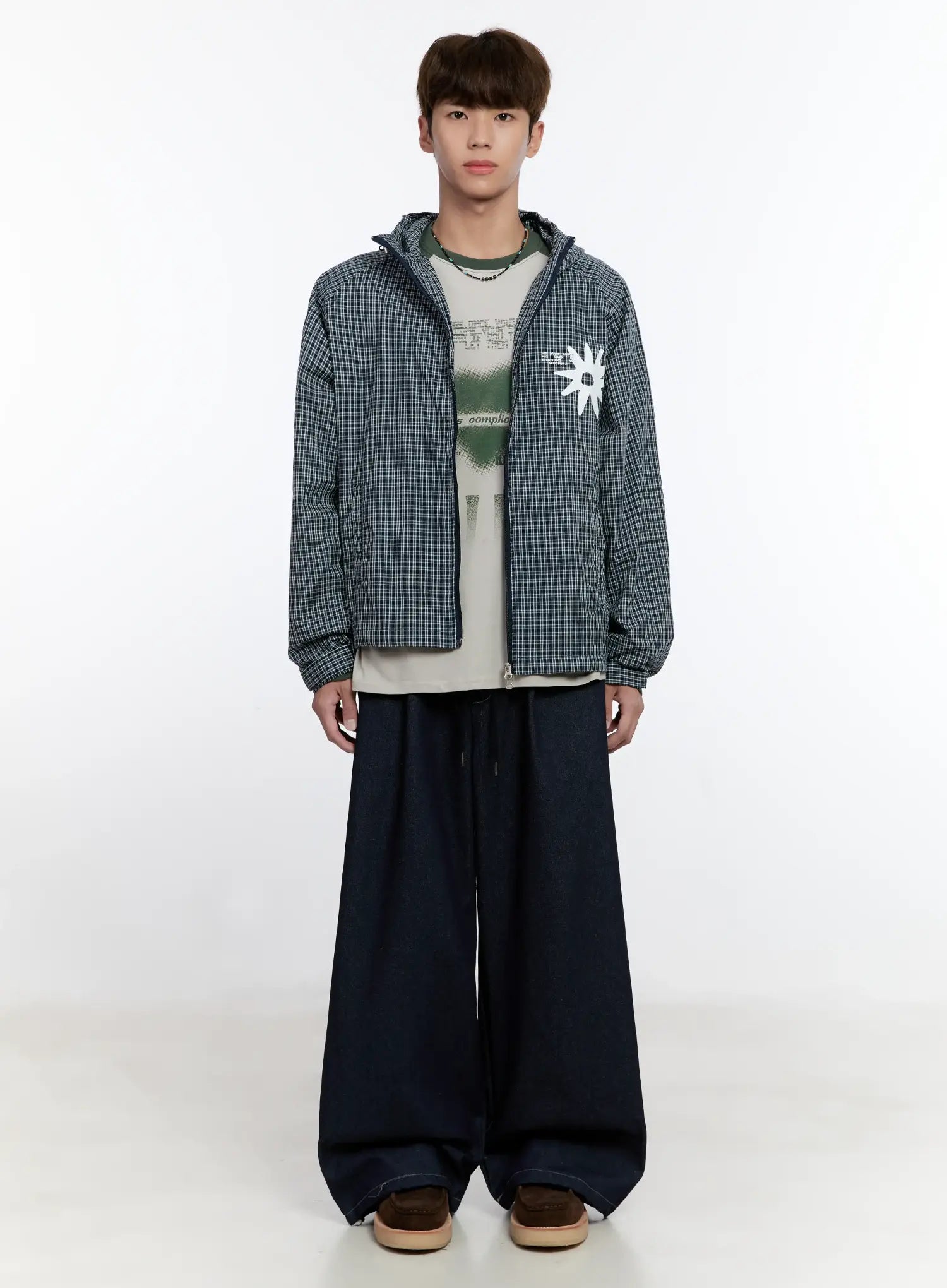 Men's Checkered Windbreaker Jacket IS529