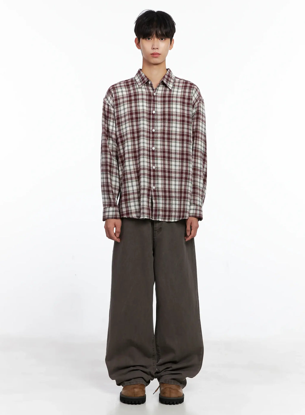 Men's Washed Wide-Leg Pants IS519