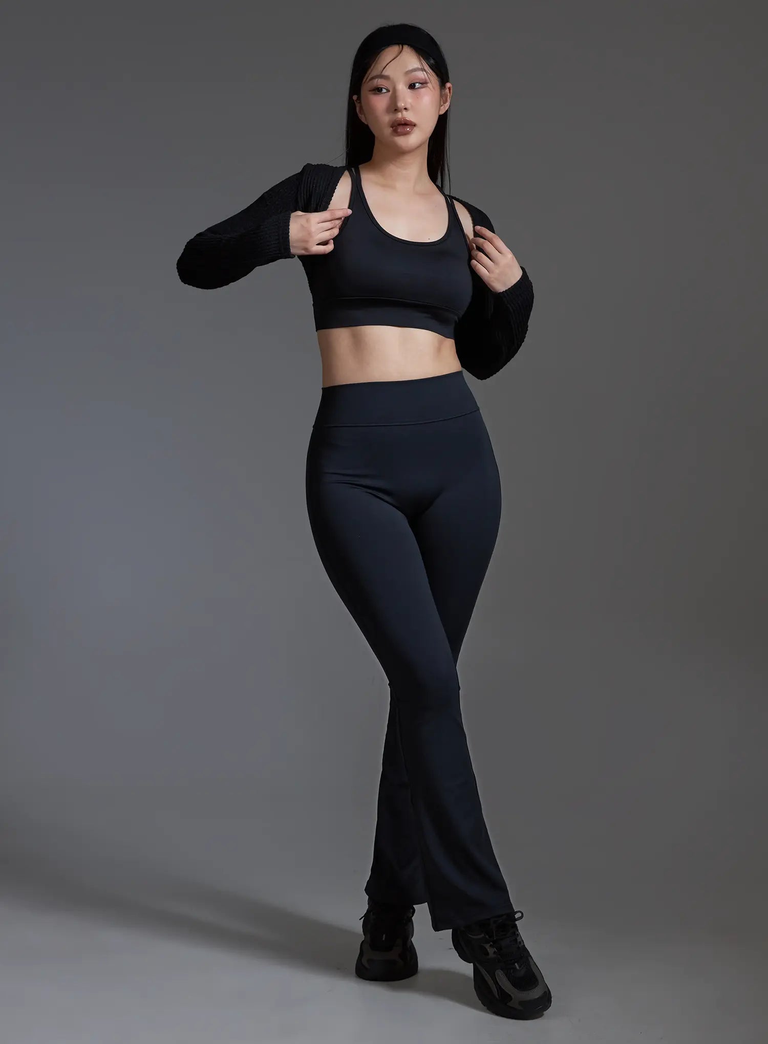 Ribbed Bolero Top (Black) IO517