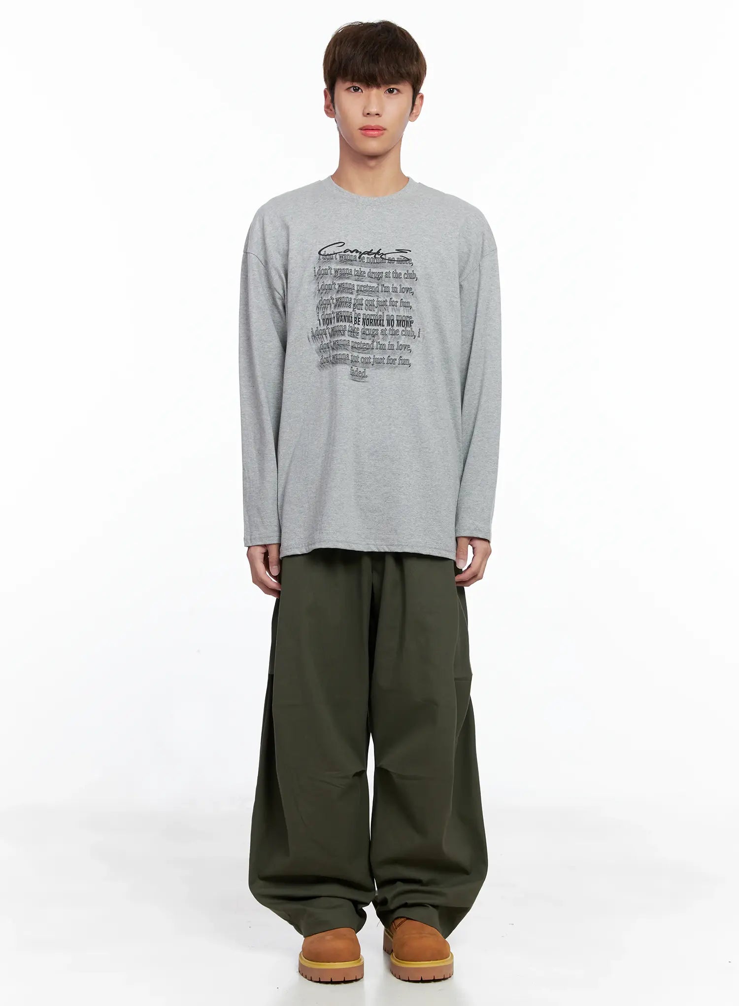 Men's Graphic Lettering Long Sleeve IO506