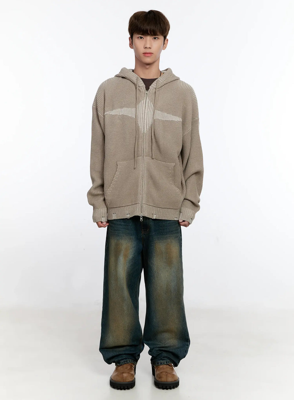 Men's Vintage Wash Wide Leg Jeans IS530