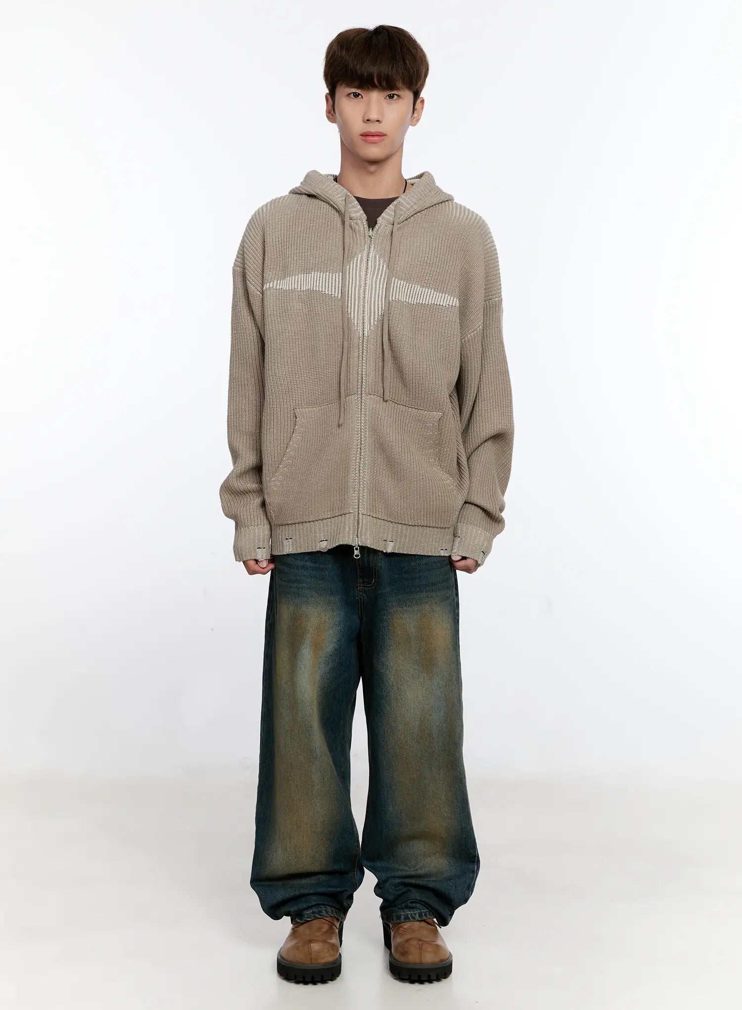 Men's Vintage Wash Wide Leg Jeans IS530