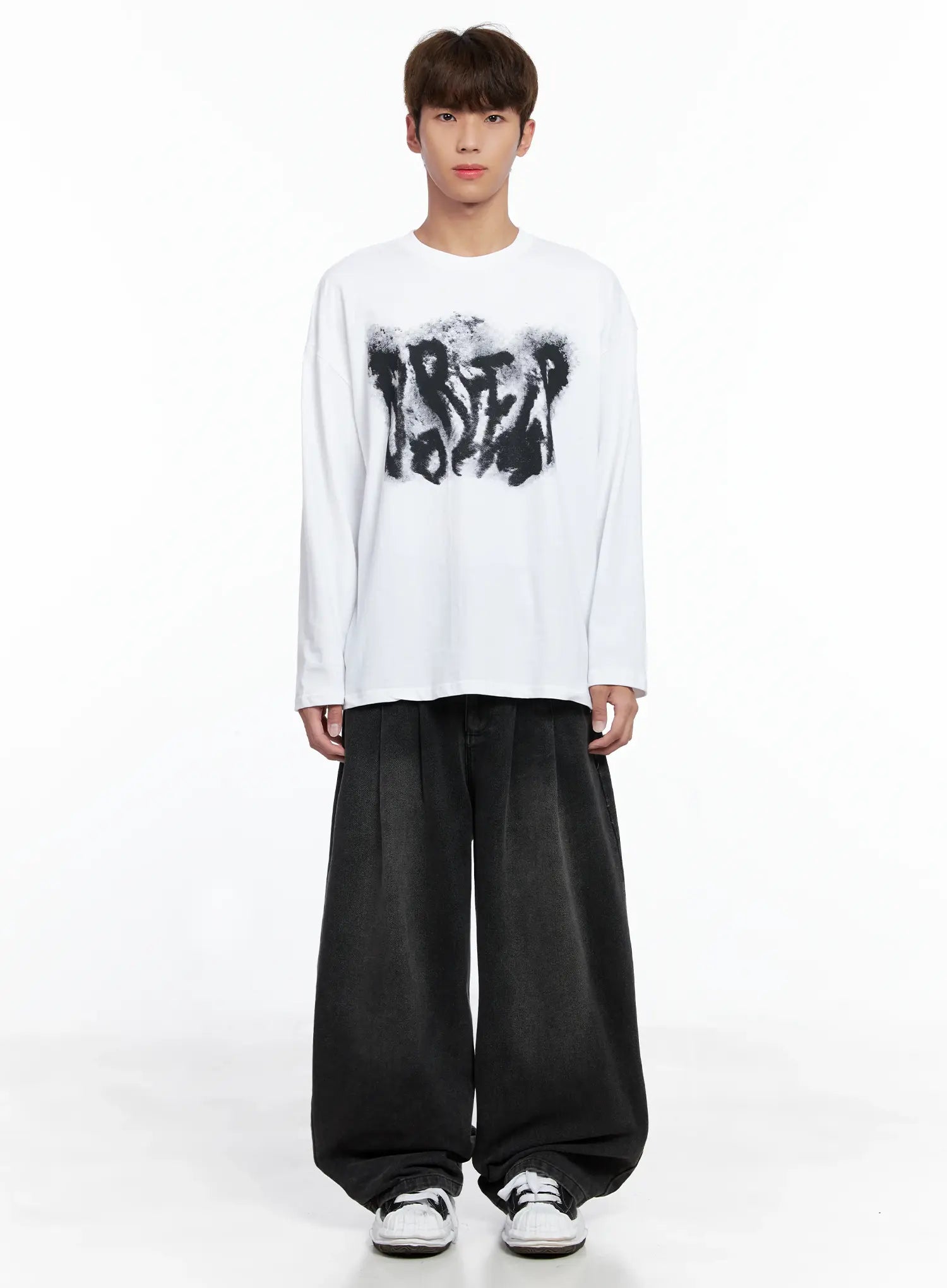 Men's Abstract Graffiti Long-Sleeve Tee IO502