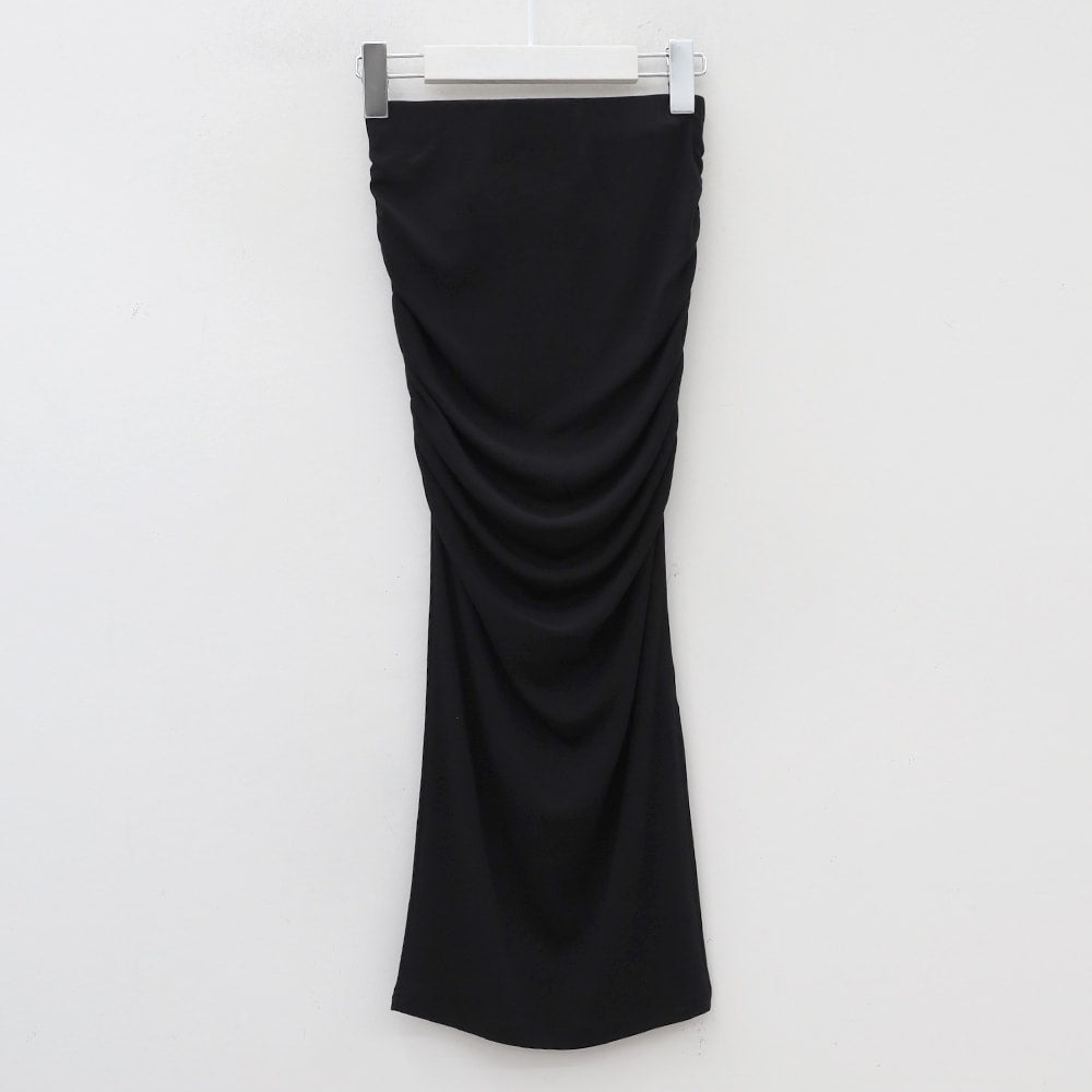 Side Shirred Midi Spandex Skirt IY12