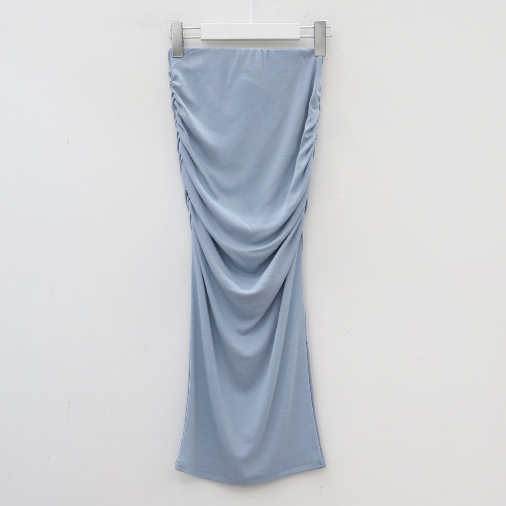 Side Shirred Midi Spandex Skirt IY12