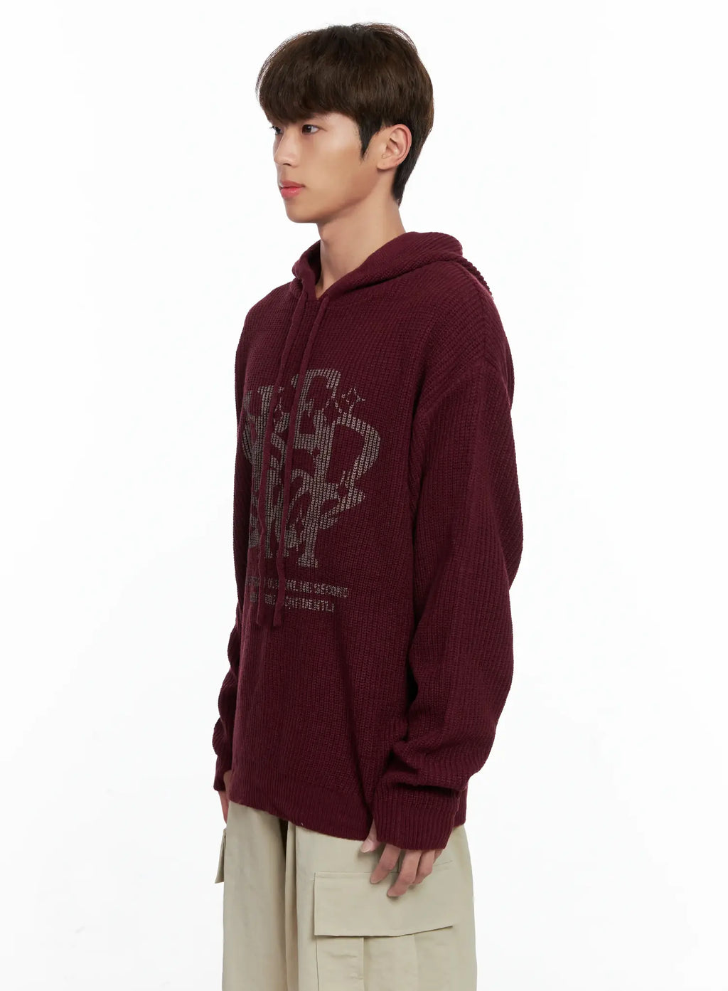 Men's Letter Knit Hoodie IO506