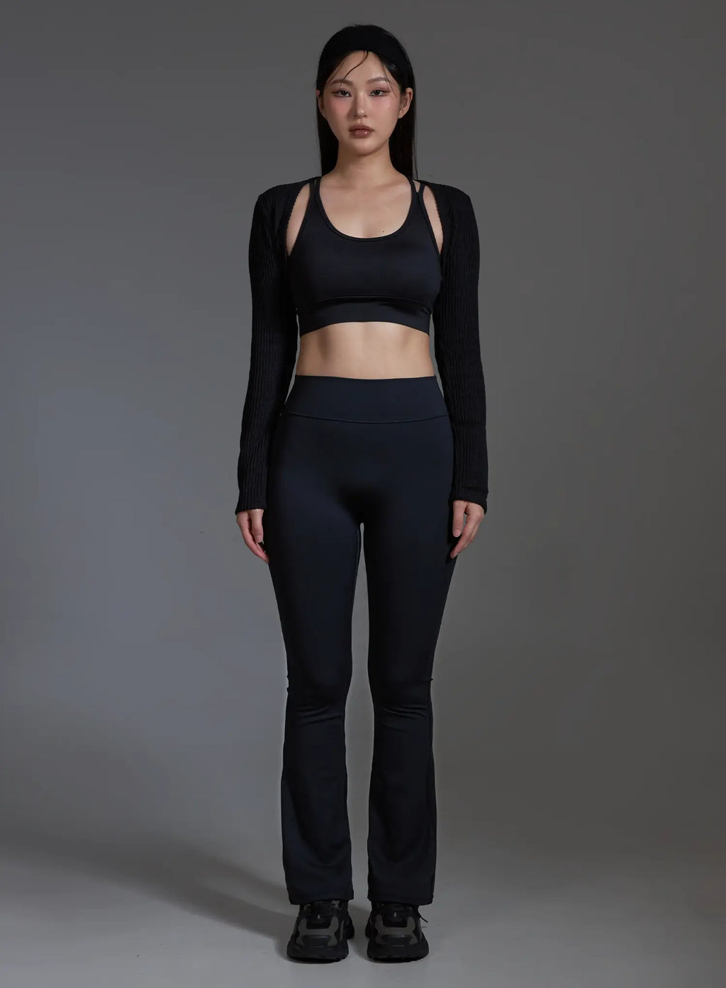 Ribbed Bolero Top (Black) IO517