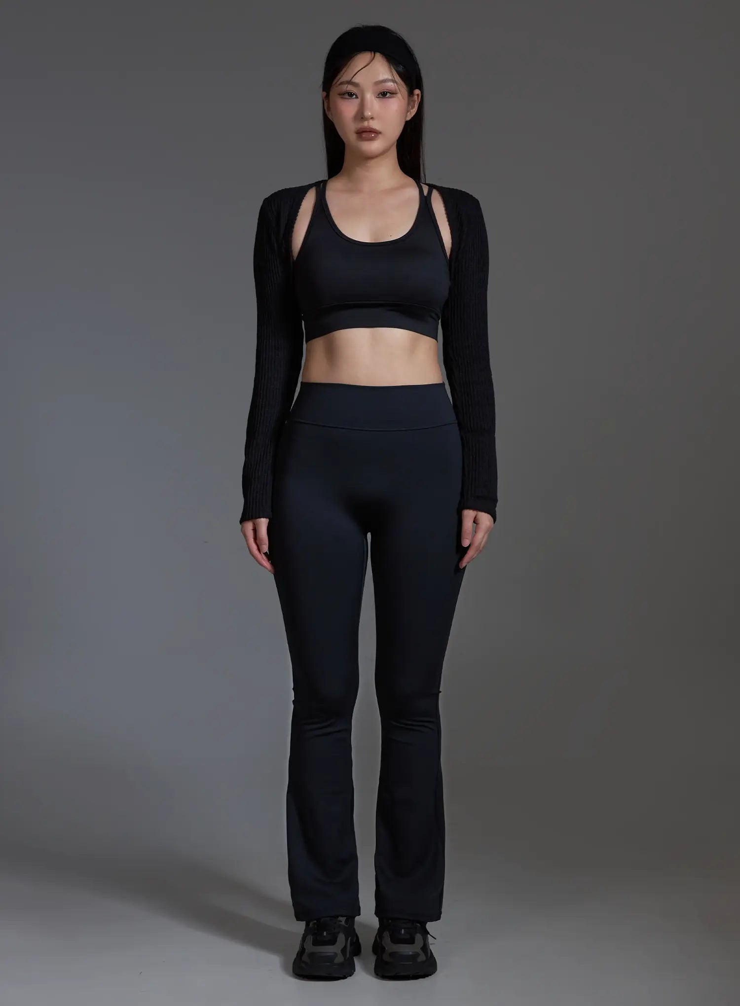 Ribbed Bolero Top (Black) IO517