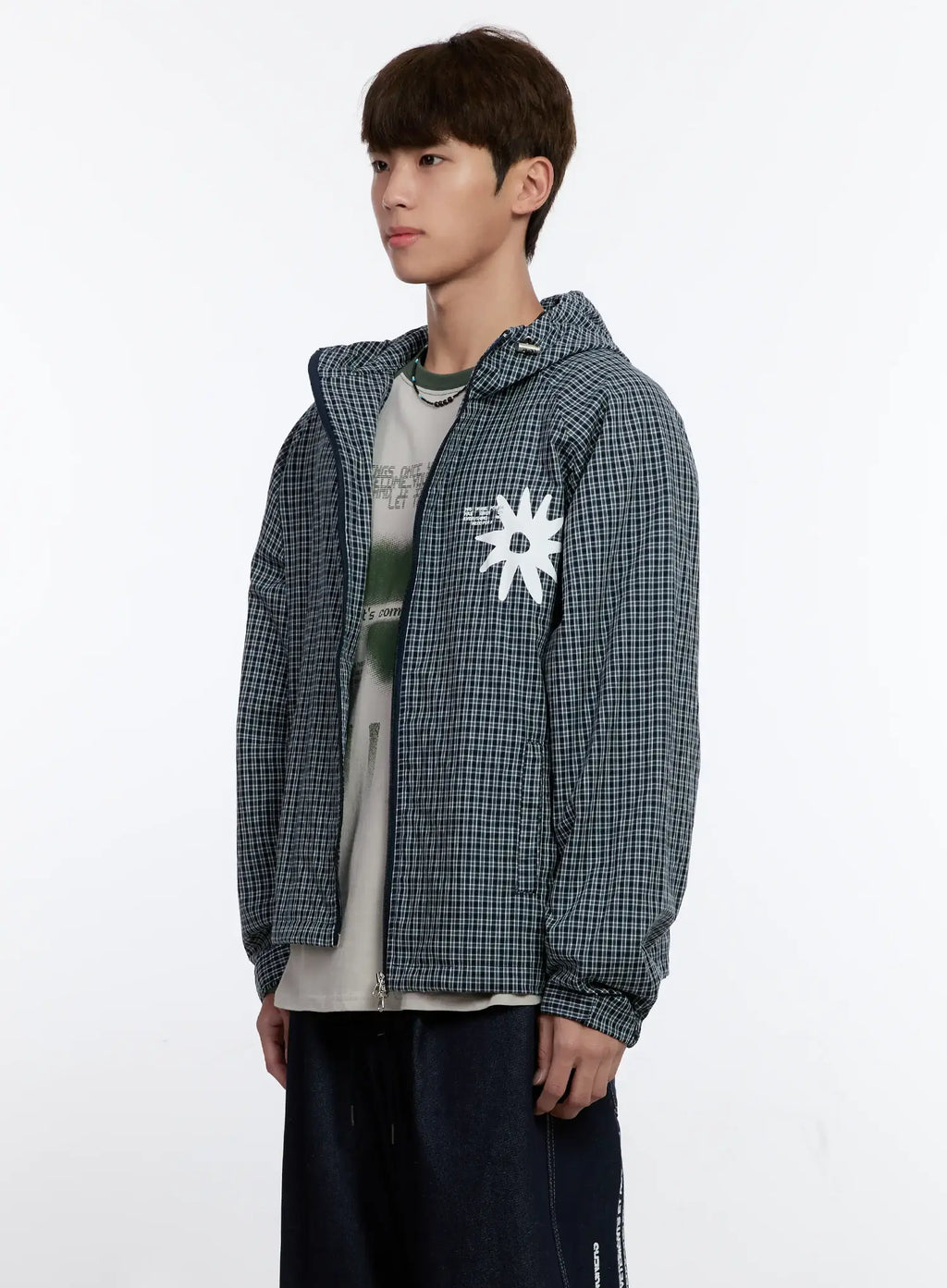 Men's Checkered Windbreaker Jacket IS529