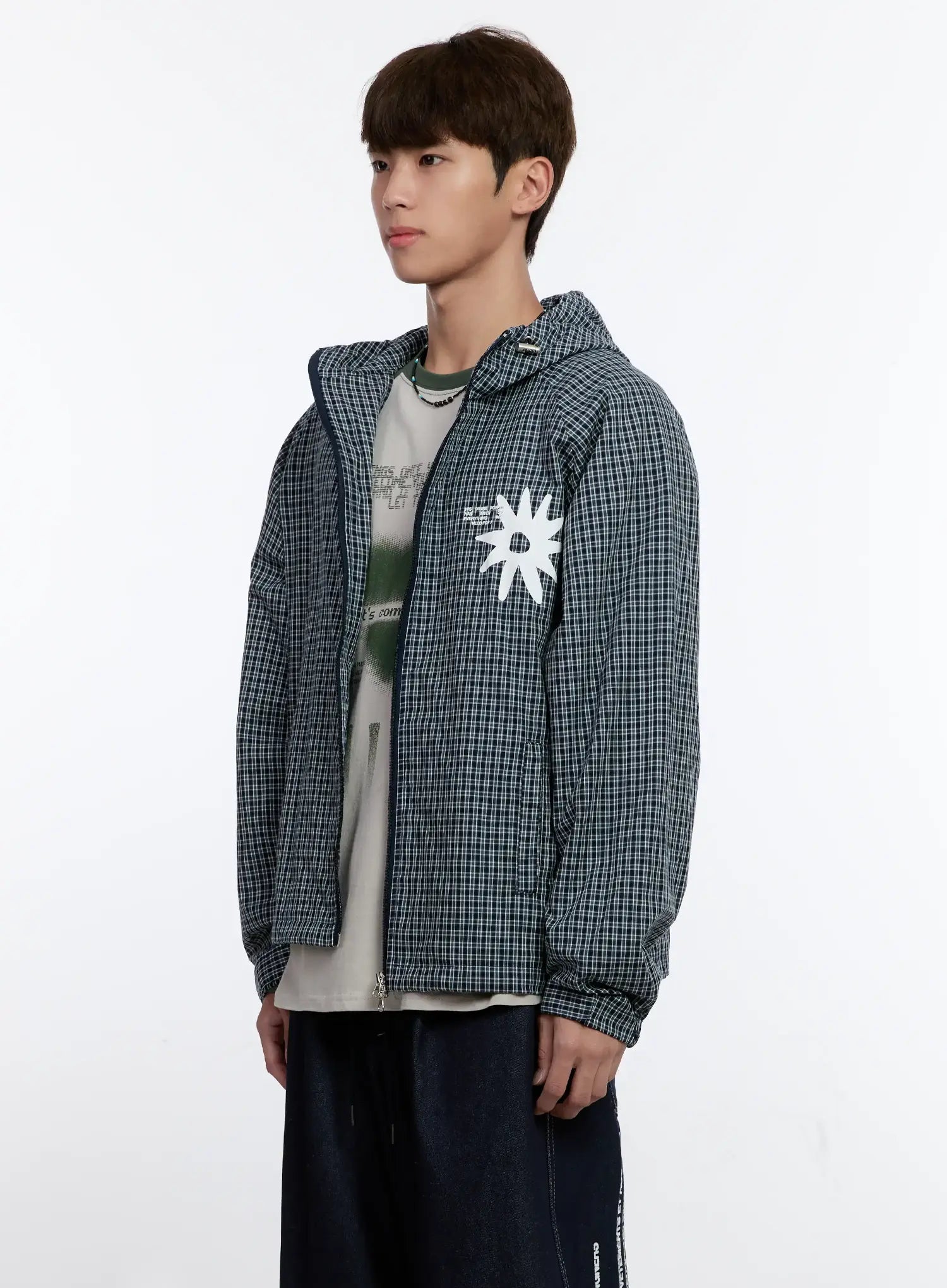 Men's Checkered Windbreaker Jacket IS529