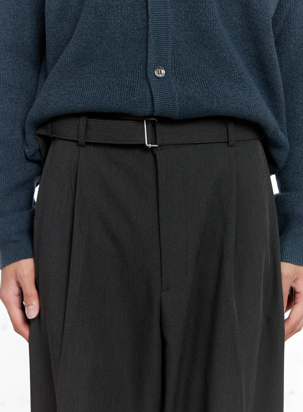 Men's Classic Belted Wide-Leg Pants IO506