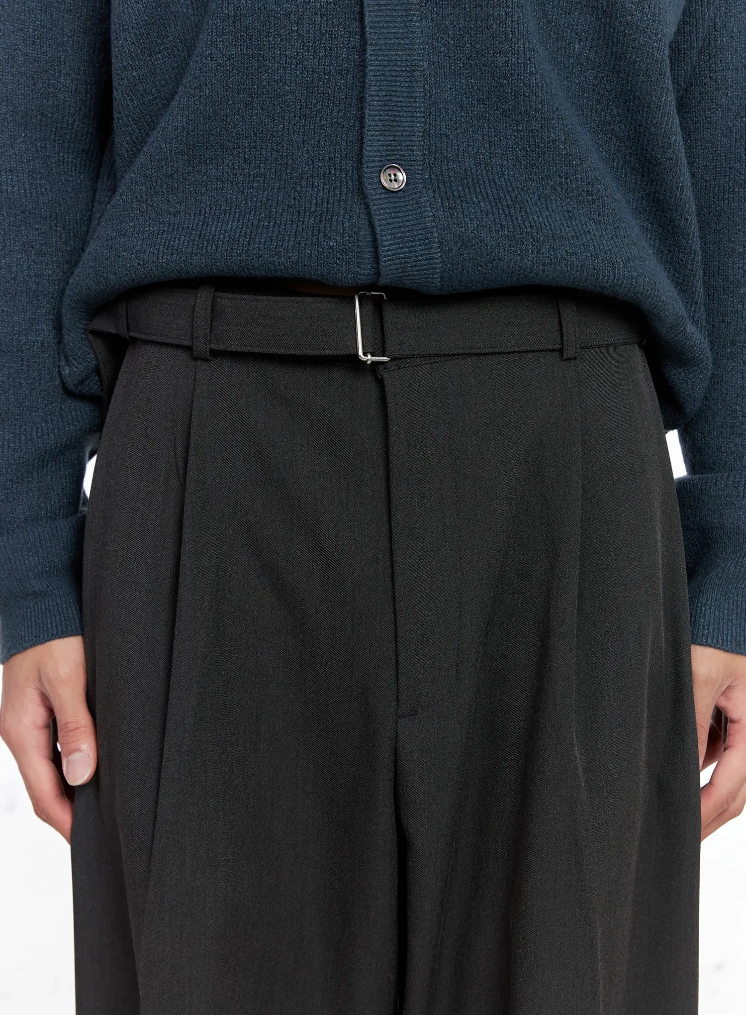 Men's Classic Belted Wide-Leg Pants IO506