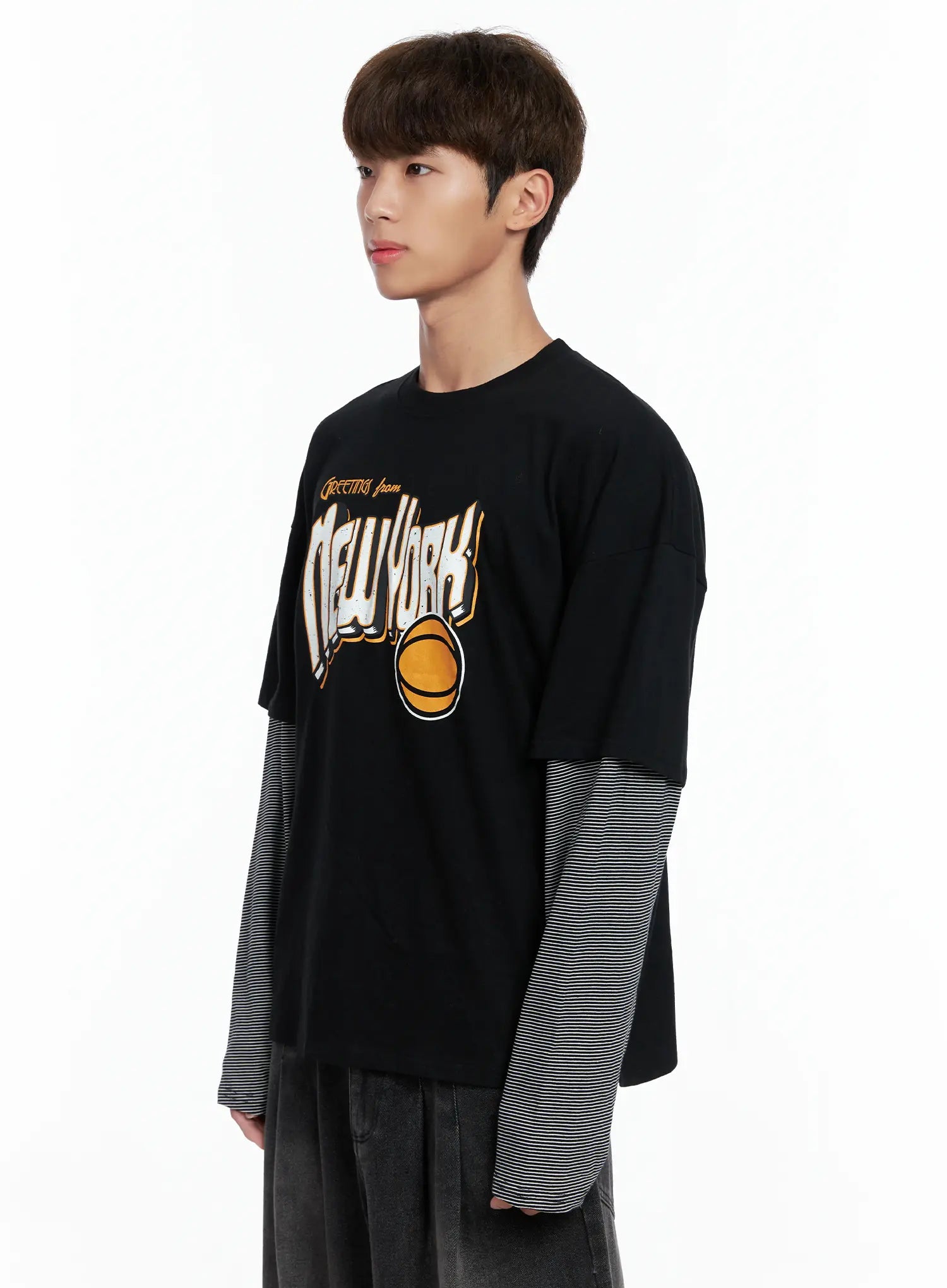 Men's New York Striped Layered Tee IO502