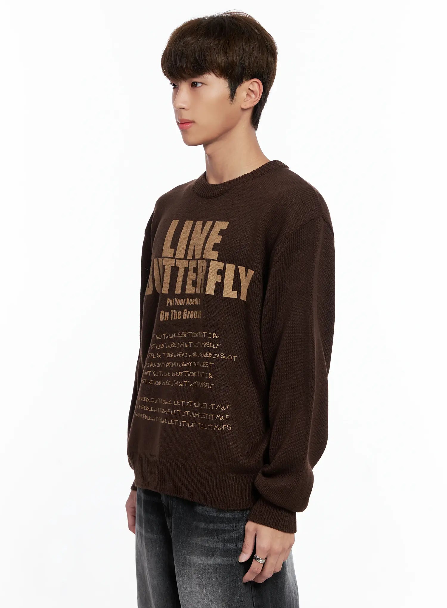 Men's Statement Graphic Knit Sweater IO502