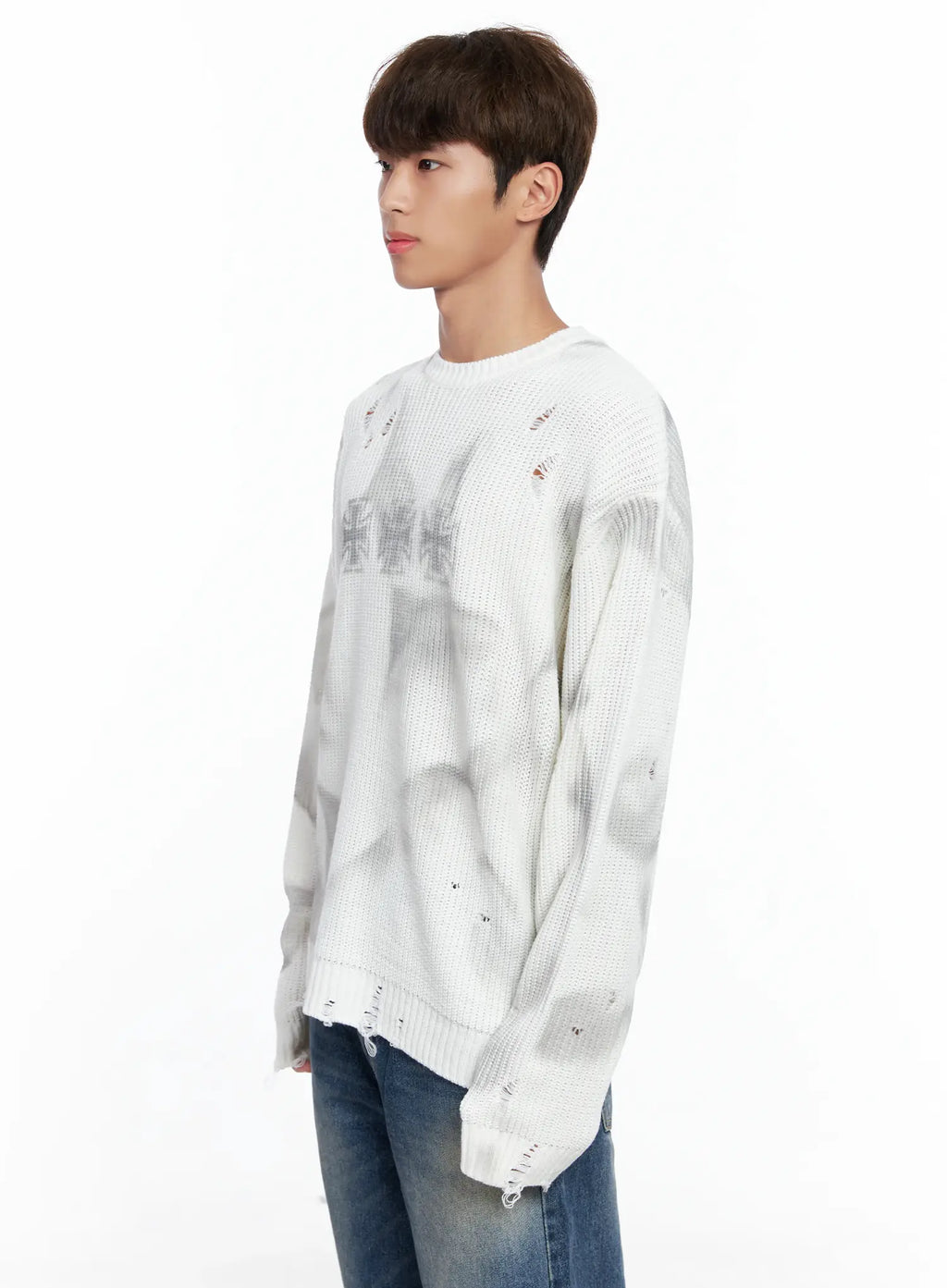 Men's Distressed Knit Sweater IO502