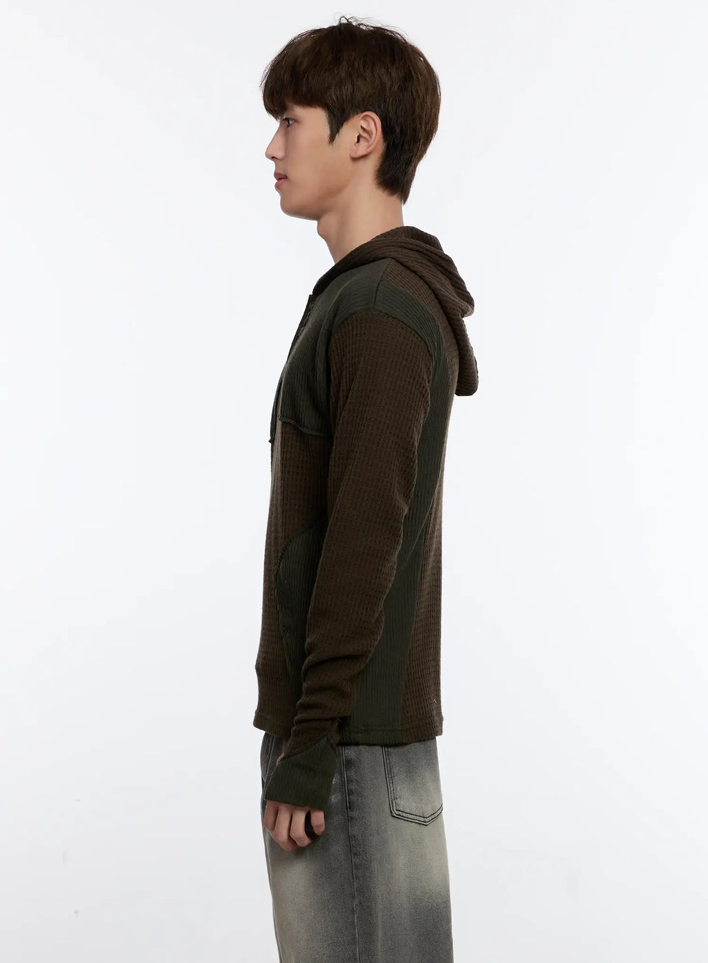 Men's Henley Hooded Sweater IS530