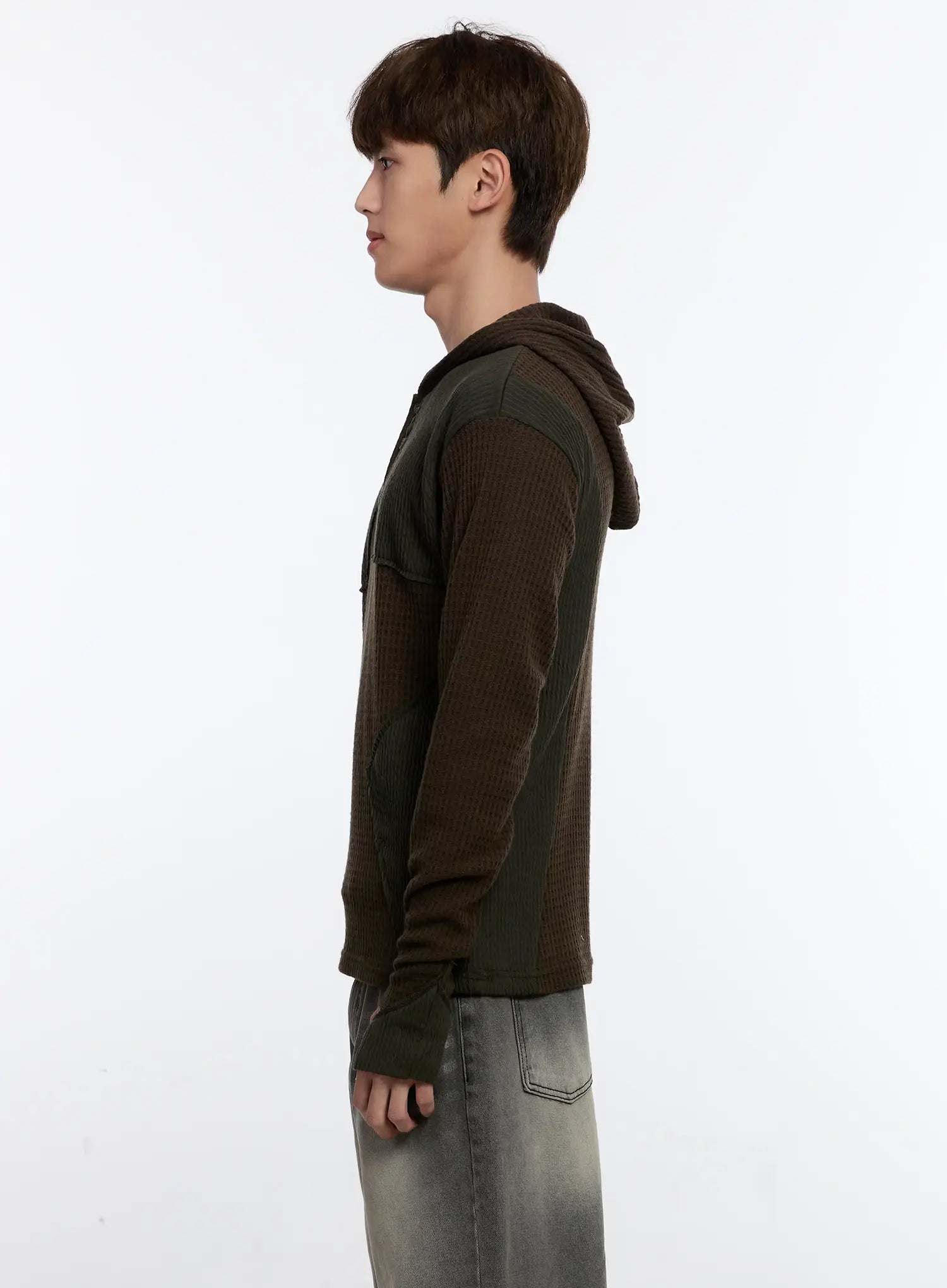 Men's Henley Hooded Sweater IS530
