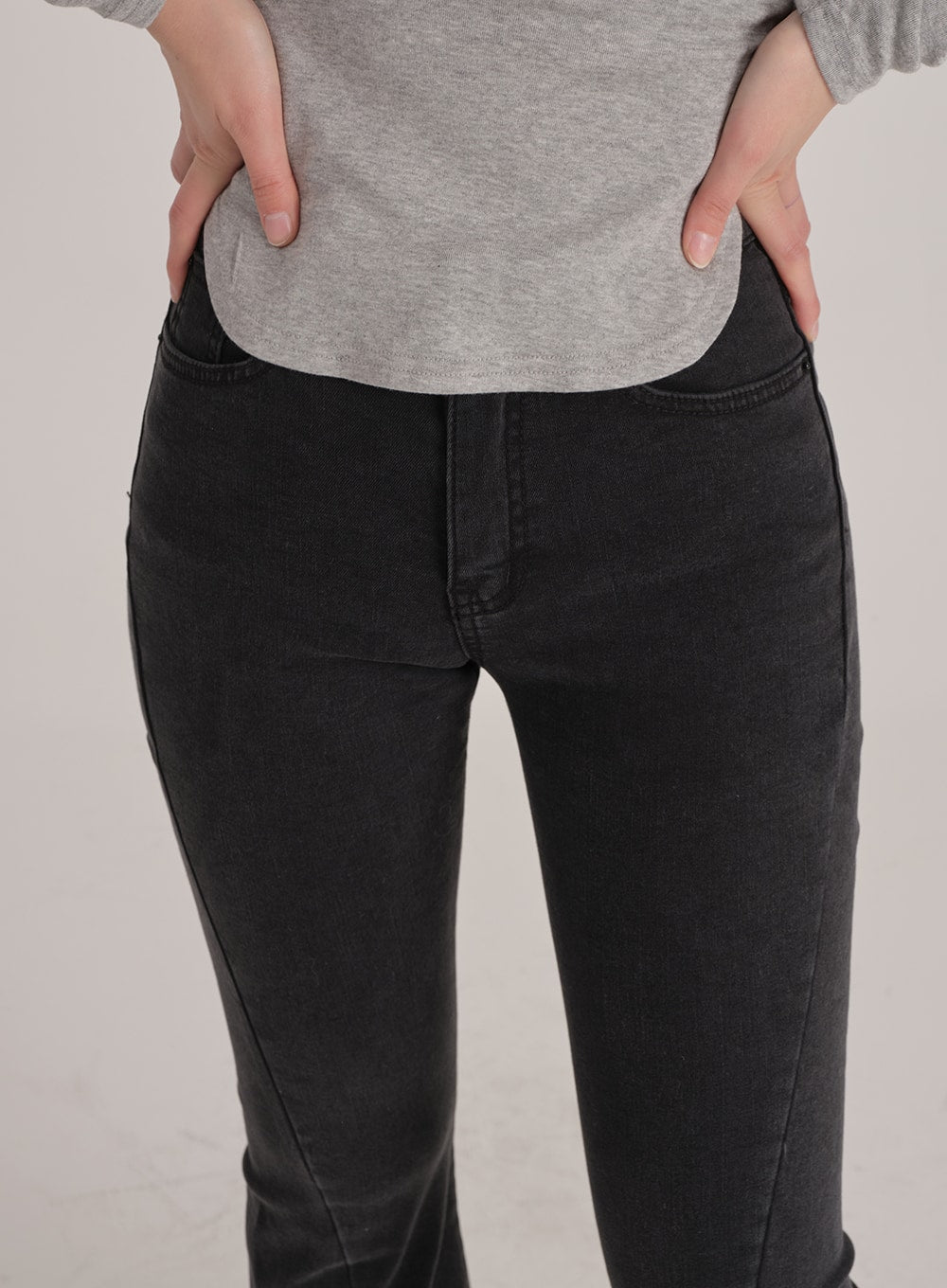 Bootcut Black Jeans with Front Slit J31