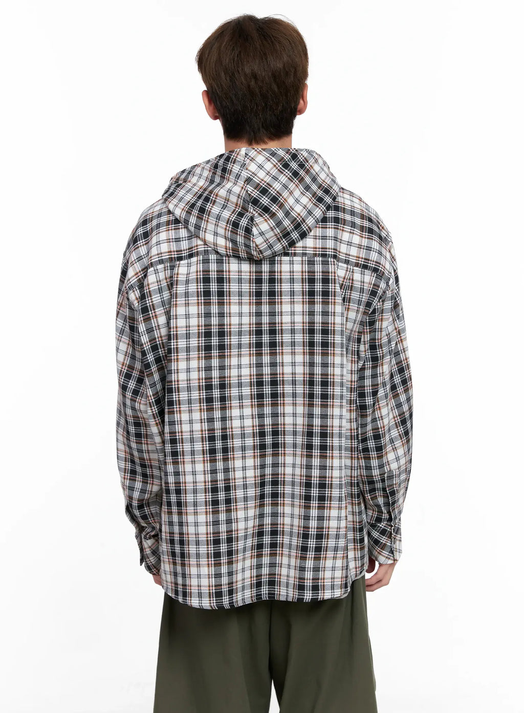 Men's Hooded Plaid Shirt IO506