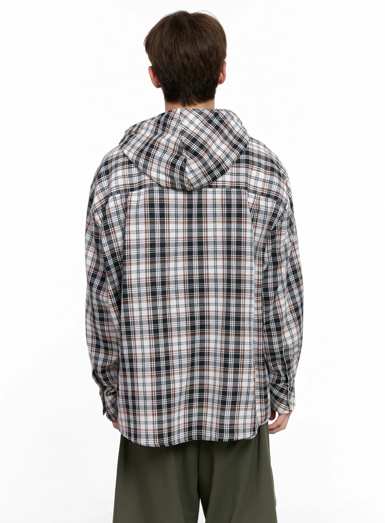 Men's Hooded Plaid Shirt IO506