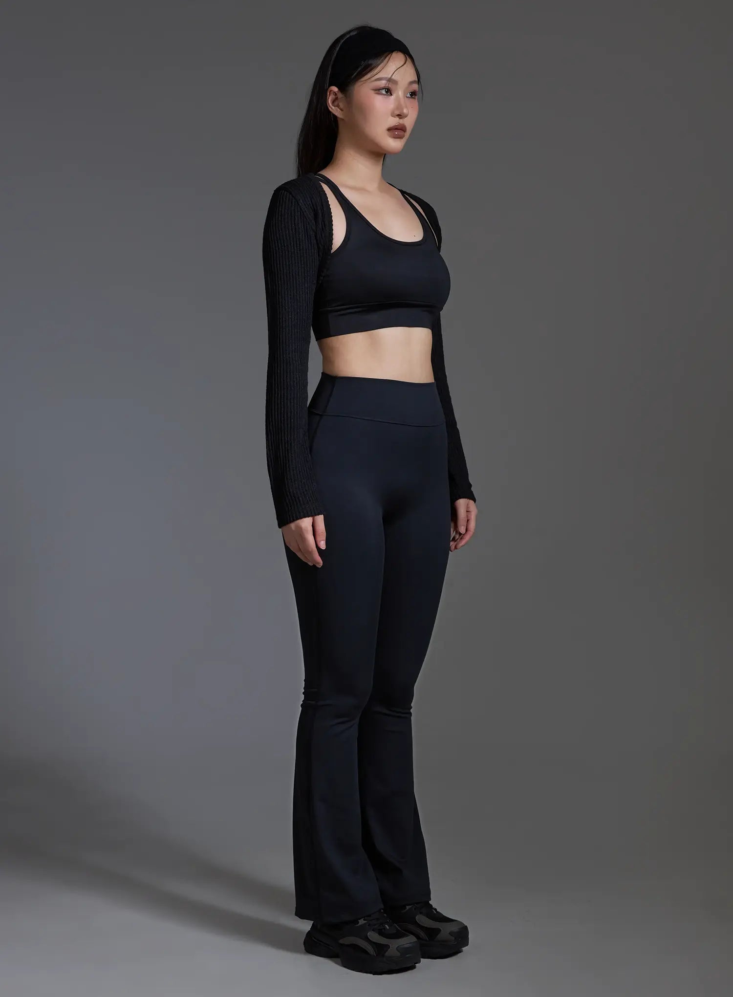 Ribbed Bolero Top (Black) IO517