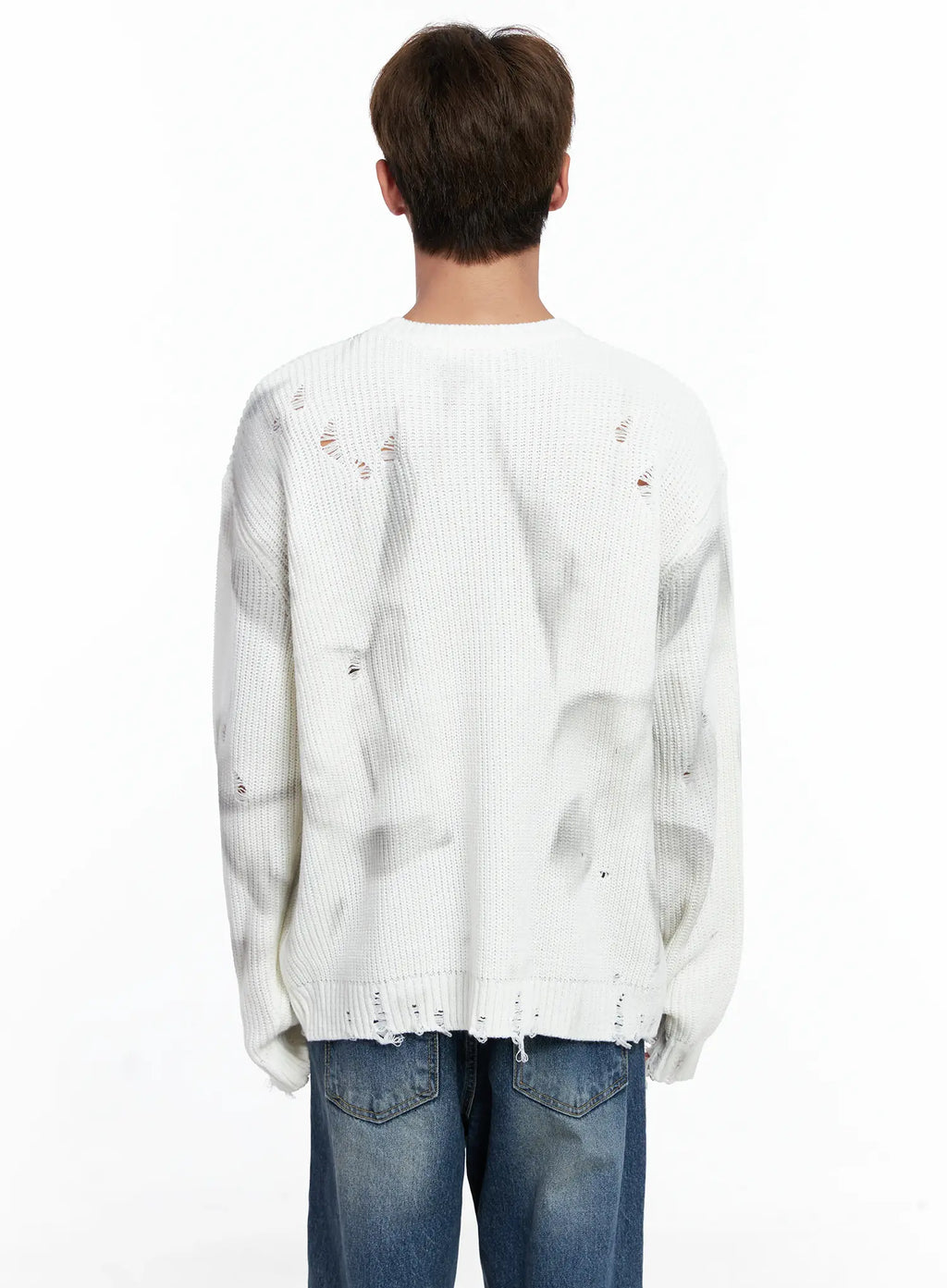 Men's Distressed Knit Sweater IO502