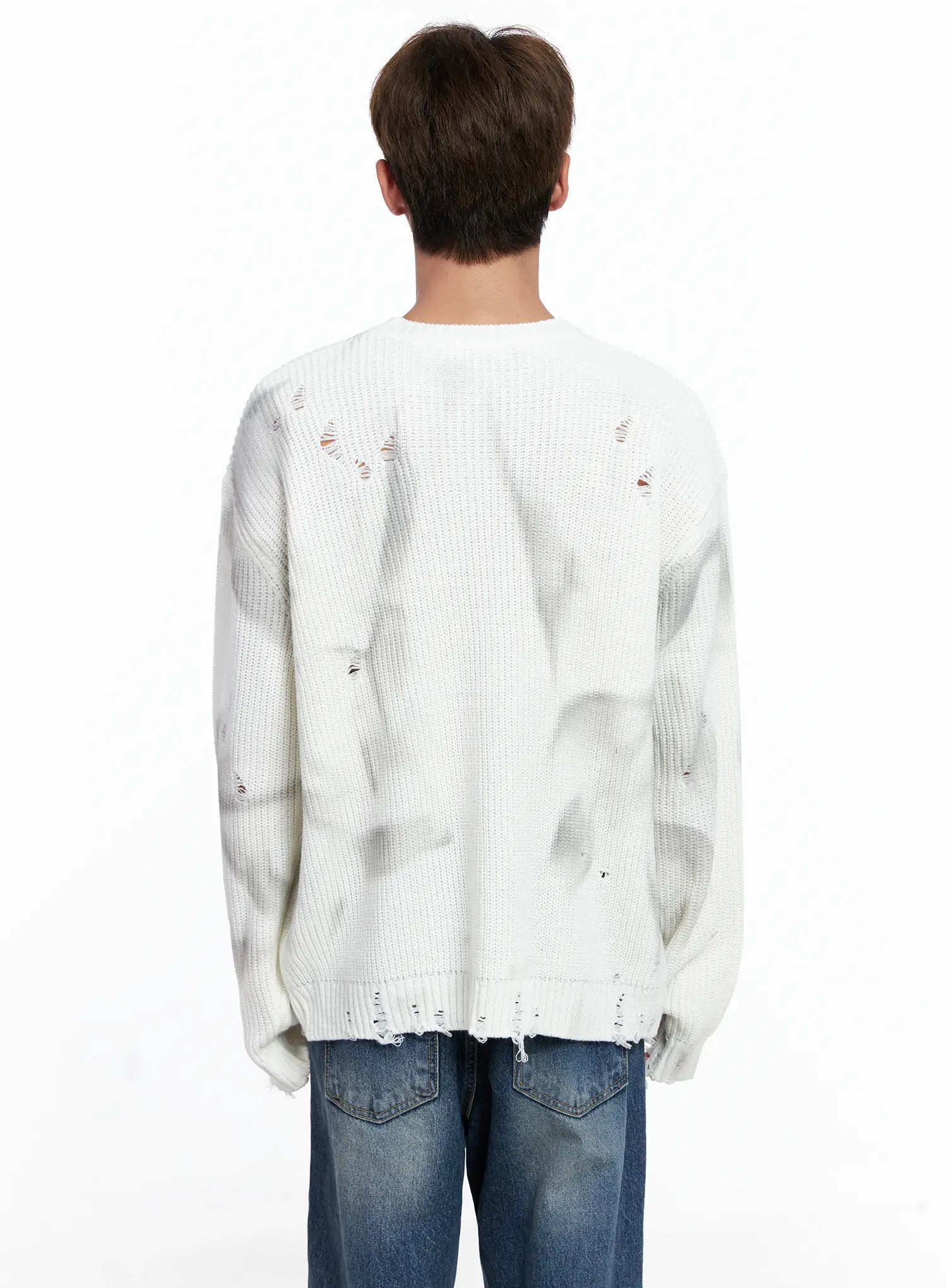 Men's Distressed Knit Sweater IO502