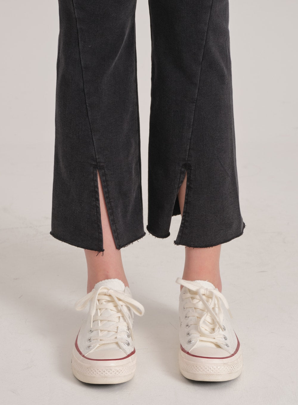 Bootcut Black Jeans with Front Slit J31