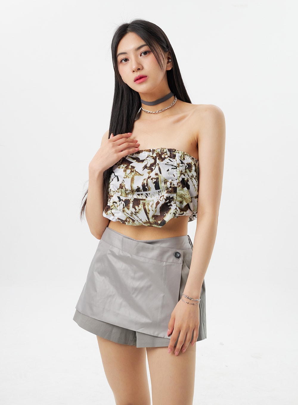 Graphic Wide Tube Top BY326